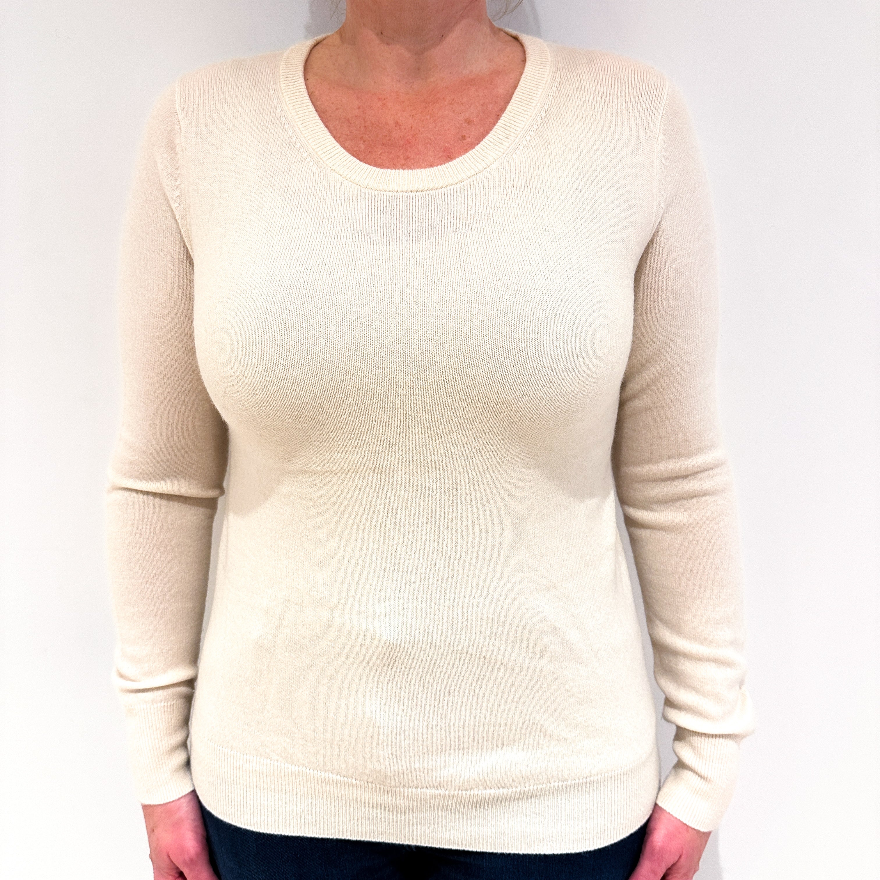 Vanilla Cream Cashmere Crew Neck Jumper Large