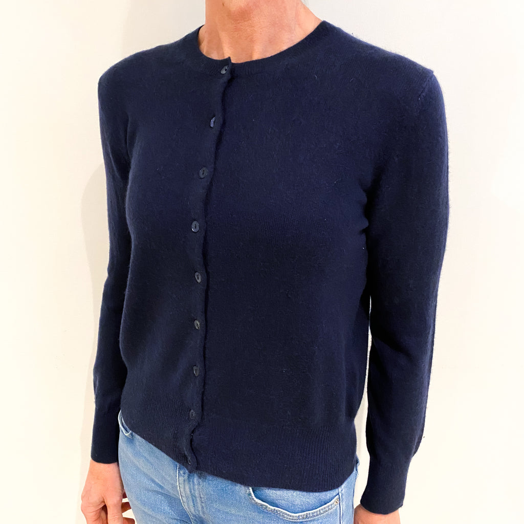 Midnight Blue Cashmere Crew Neck Cardigan Small
