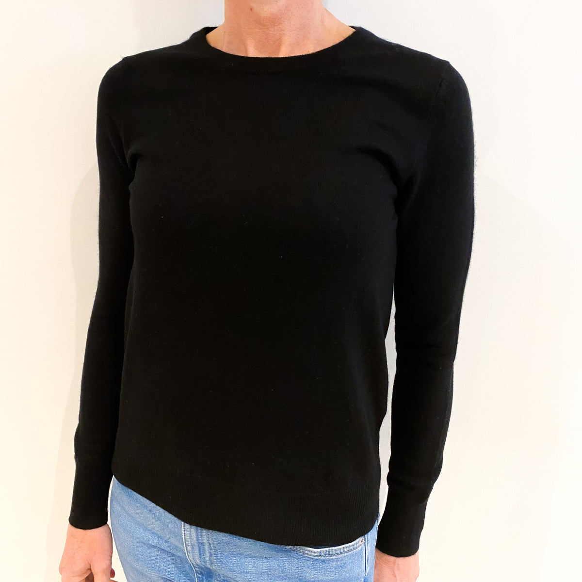 Black Cashmere Crew Neck Jumper Small