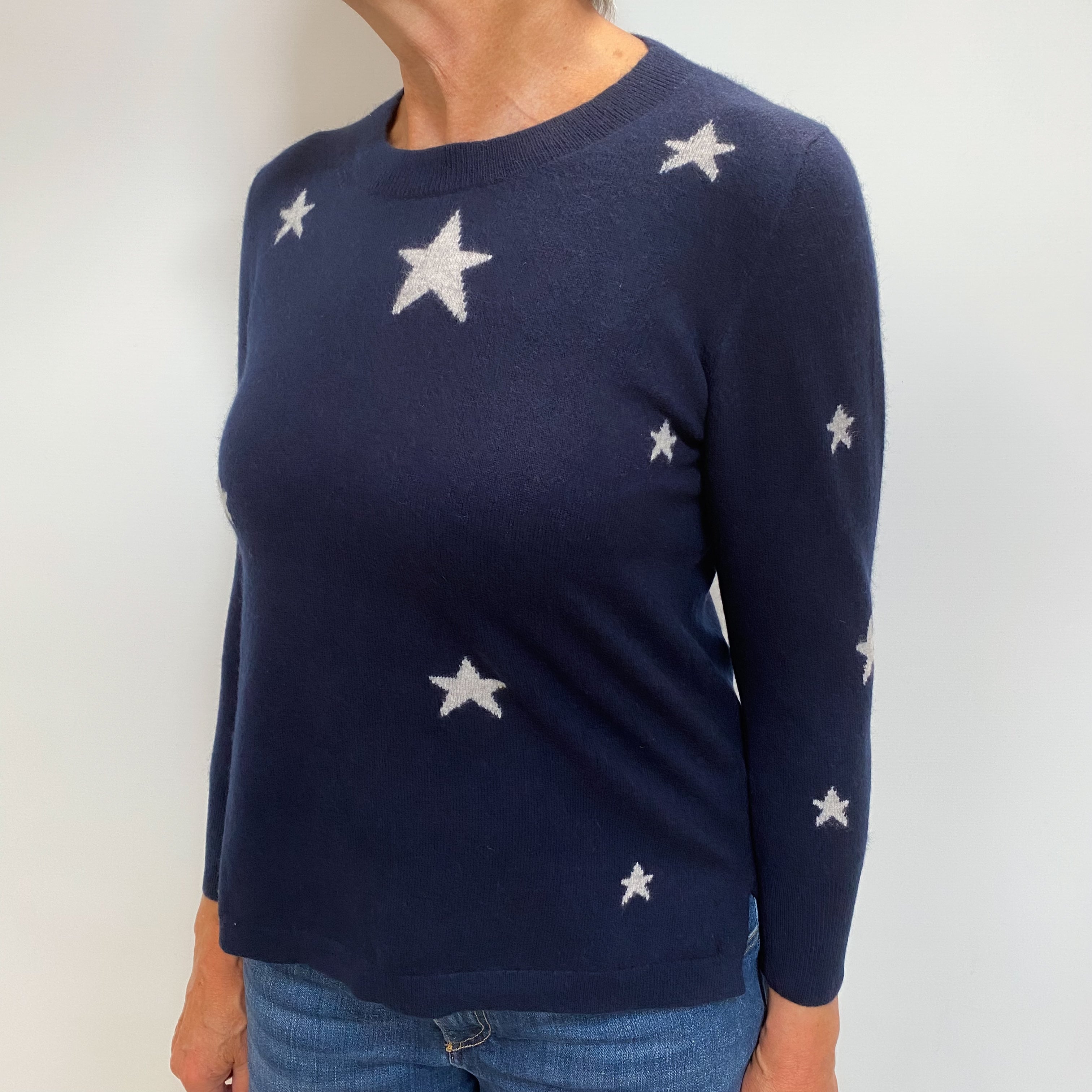 Navy Cashmere Crew Neck Jumper Medium