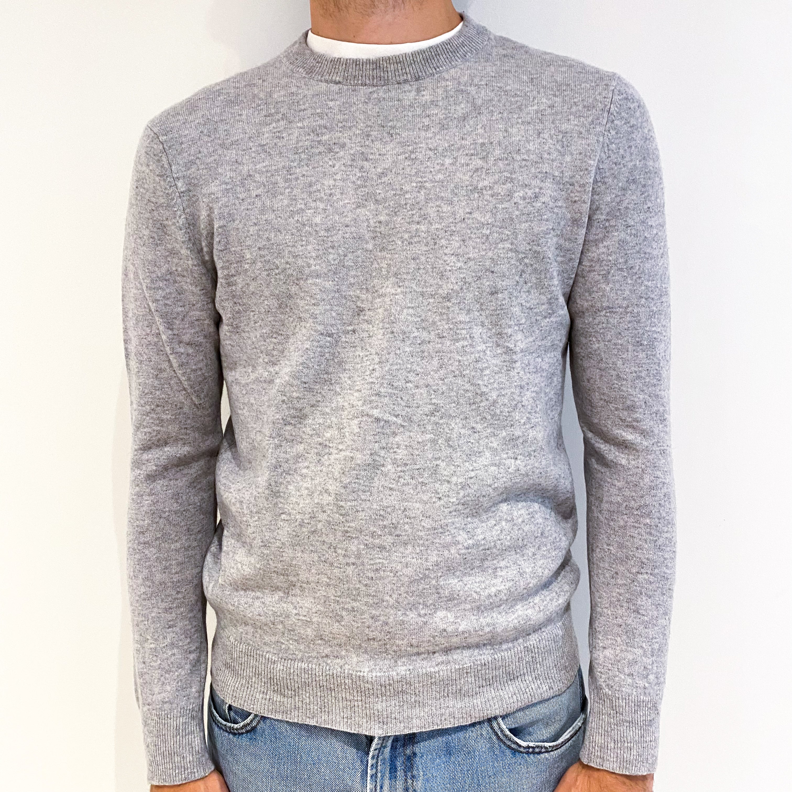 Men's Smoke Grey Cashmere Crew Neck Jumper Medium