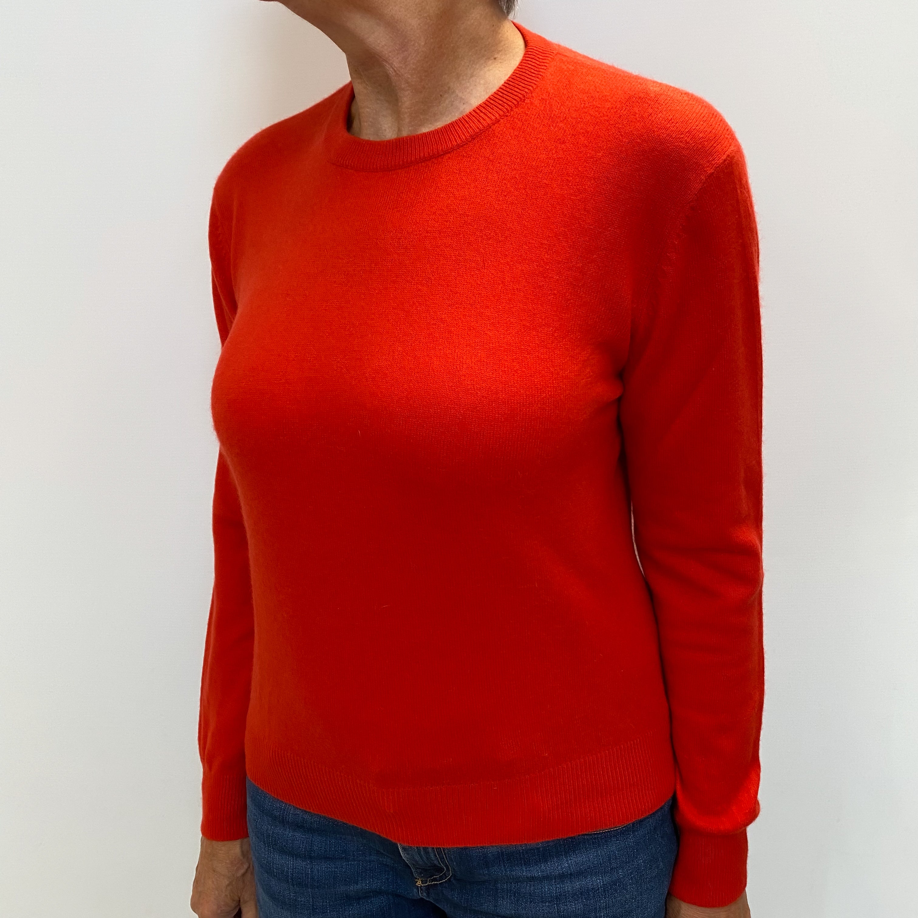 Bright Pumpkin Orange Cashmere Crew Neck Jumper Medium