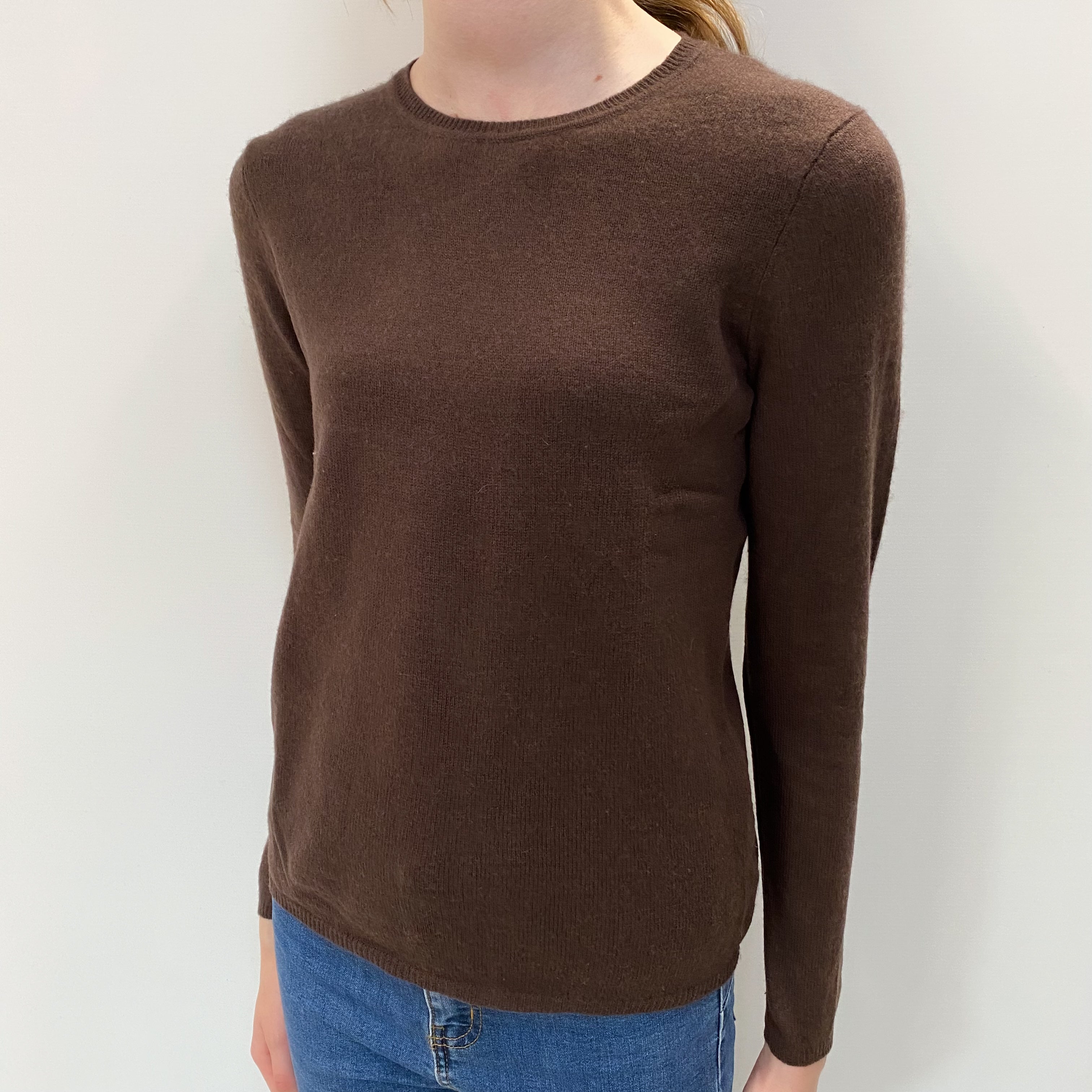 Chocolate Brown Cashmere Crew Neck Jumper Extra Small