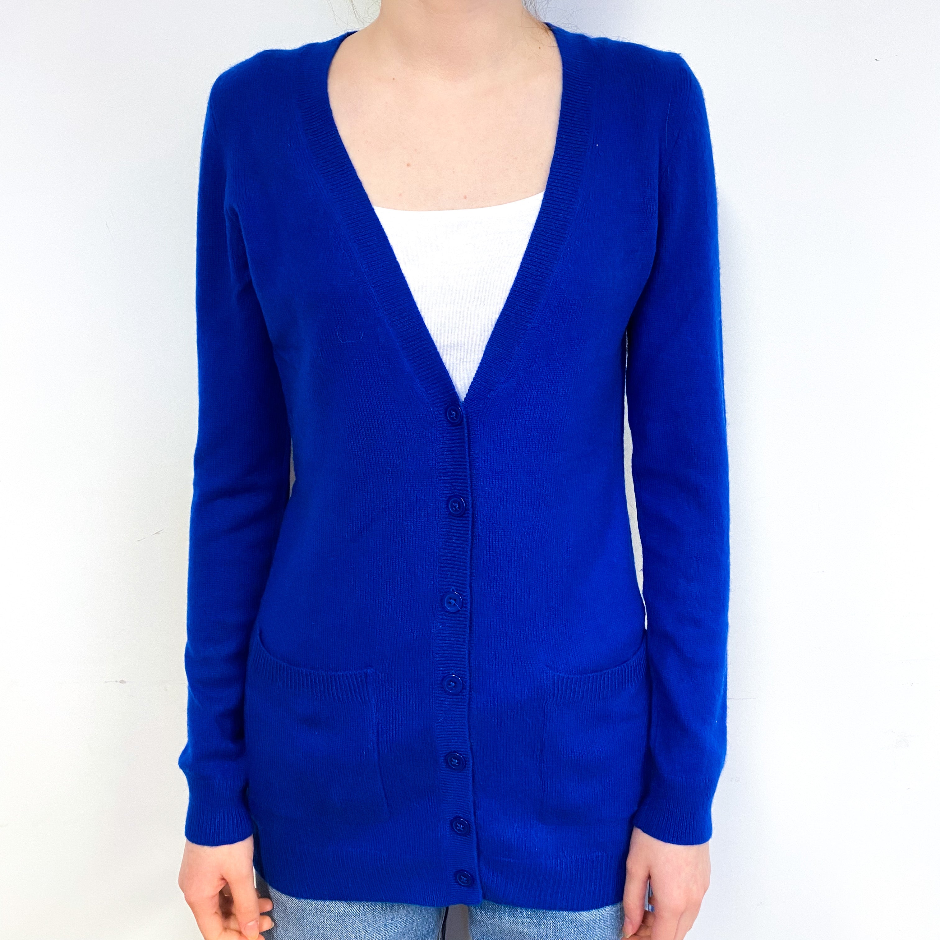 Admiral Blue Cashmere V Neck Cardigan Extra Small