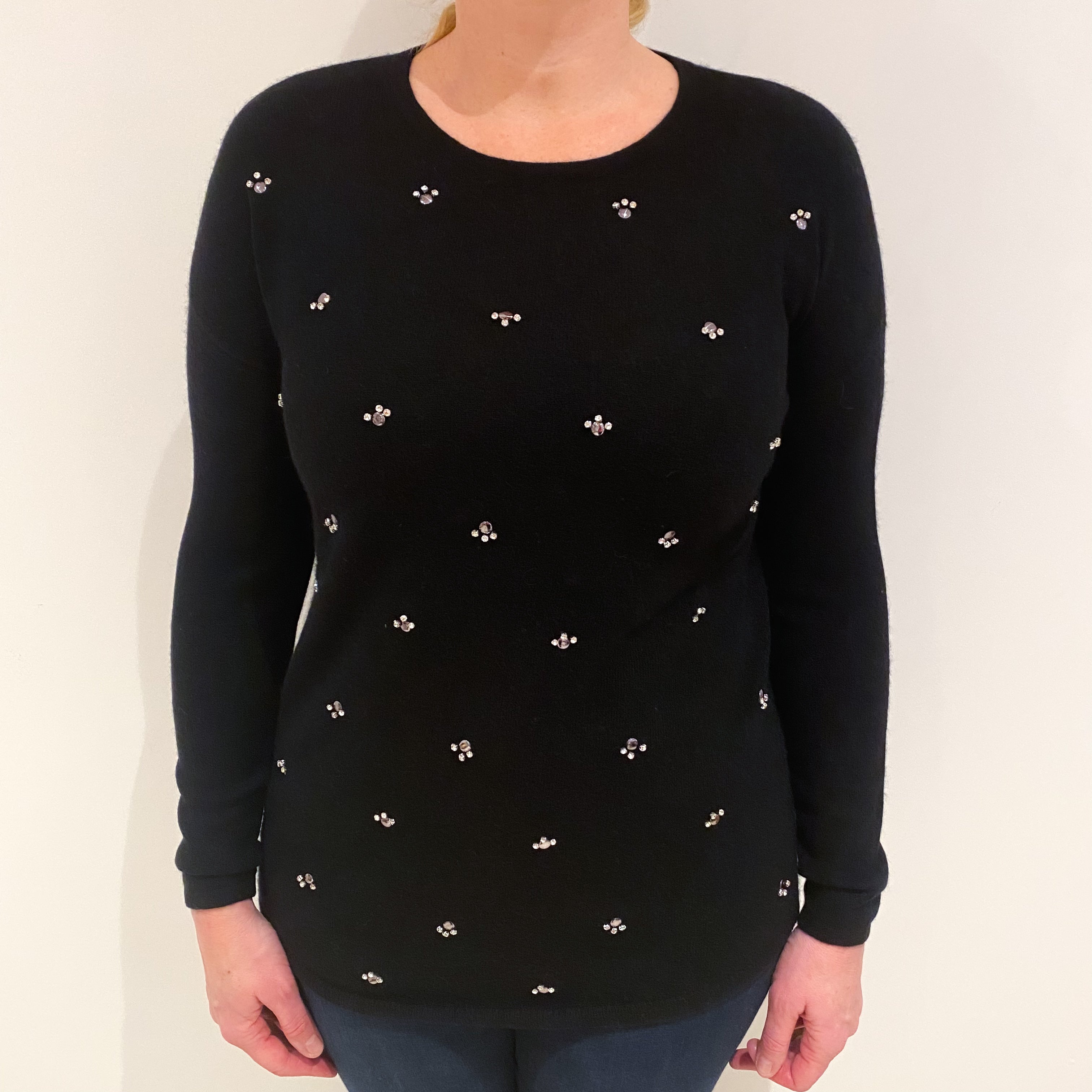 Black Cashmere Crew Neck Jumper Large
