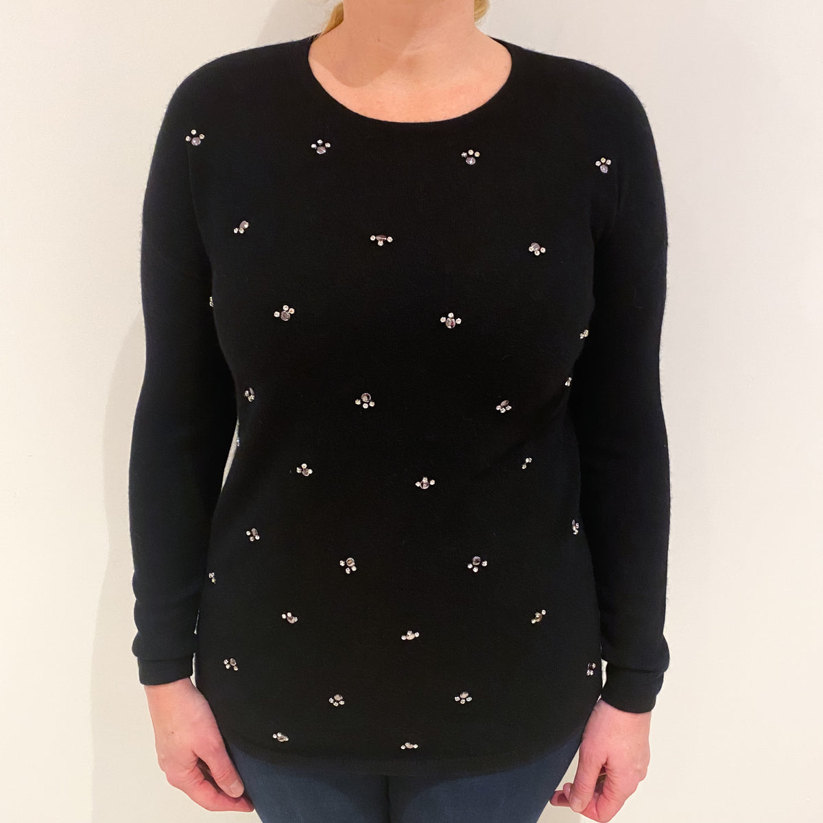 Black Cashmere Crew Neck Jumper Large