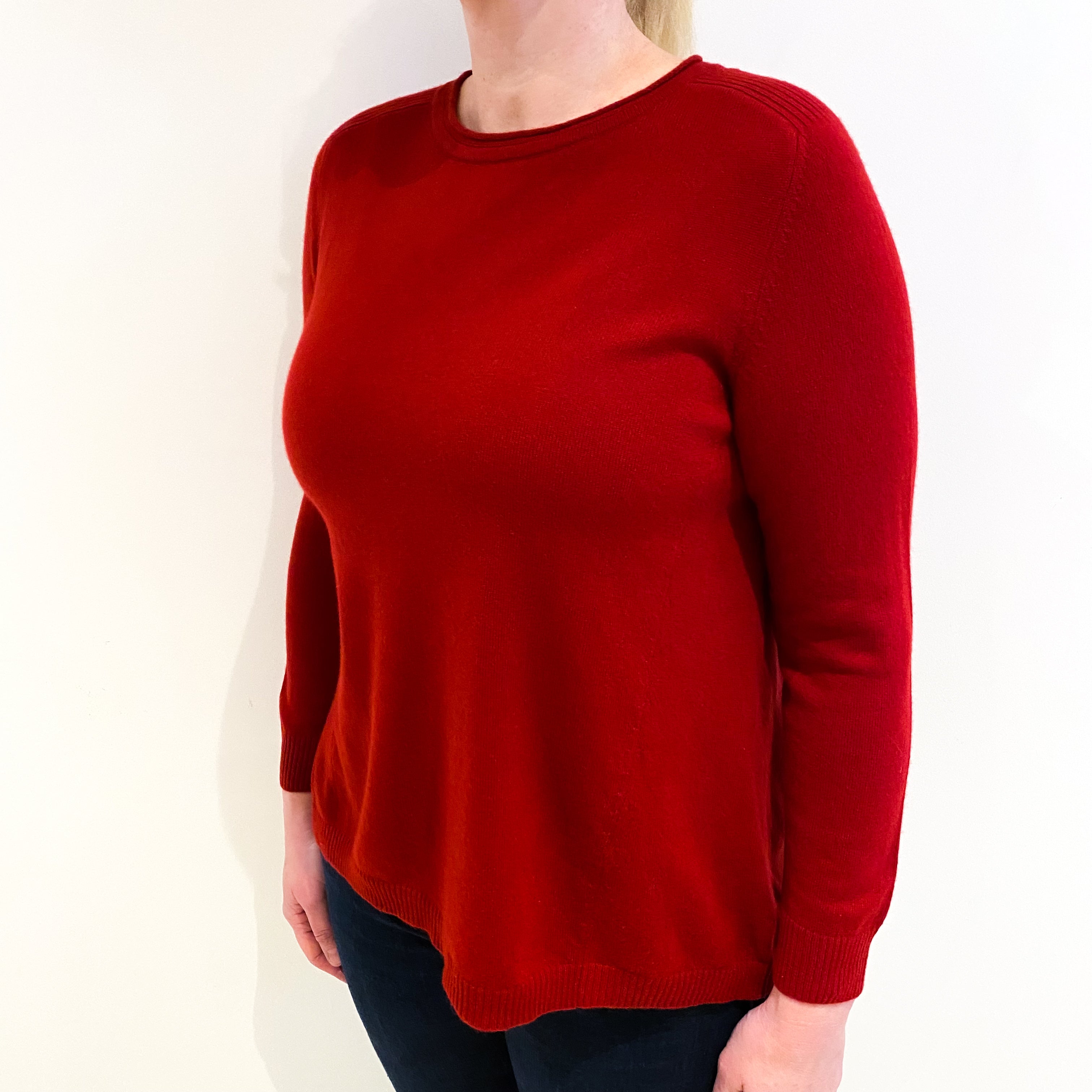 Crimson Red Cashmere Crew Neck Jumper Large