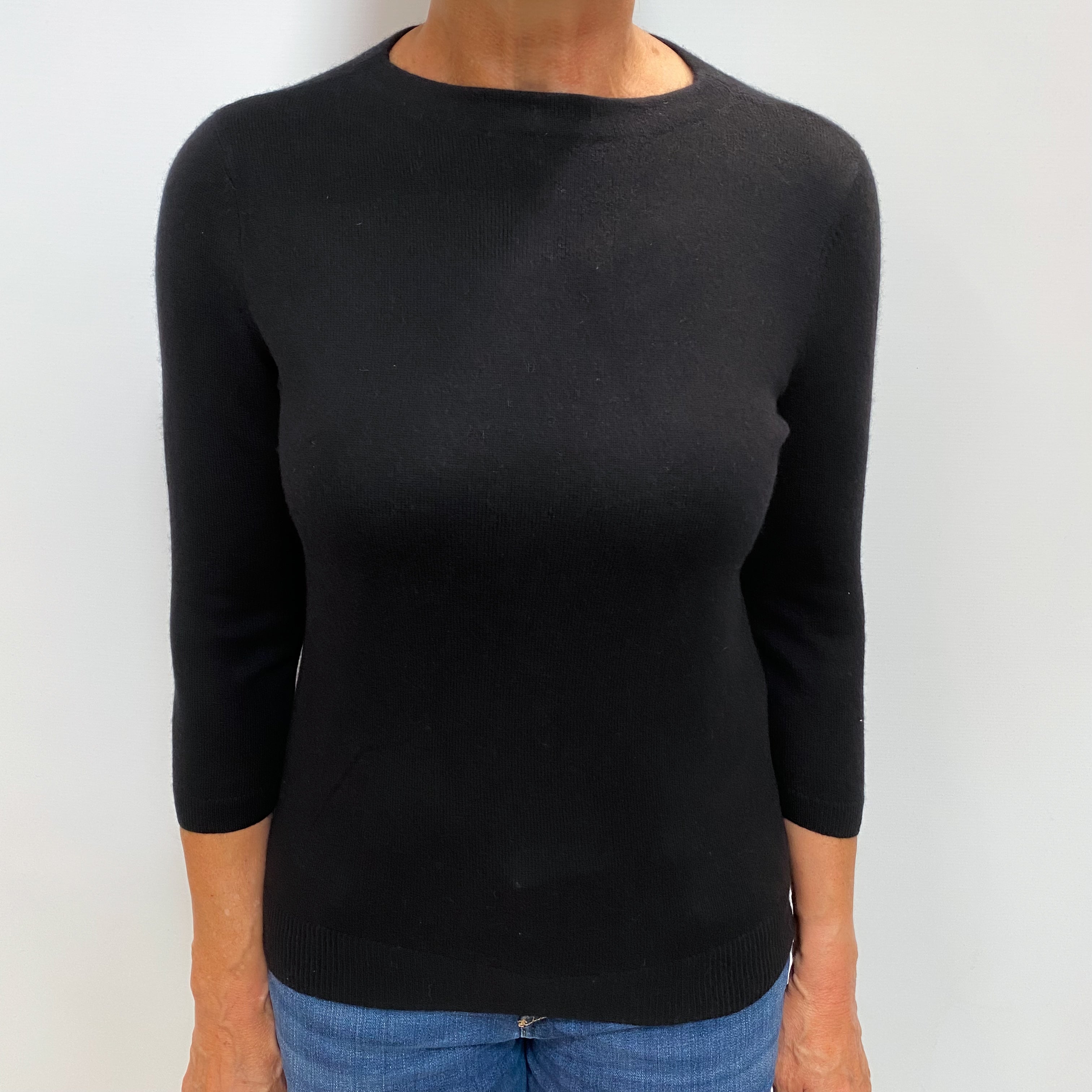 Black Cashmere Crew Neck Jumper Medium