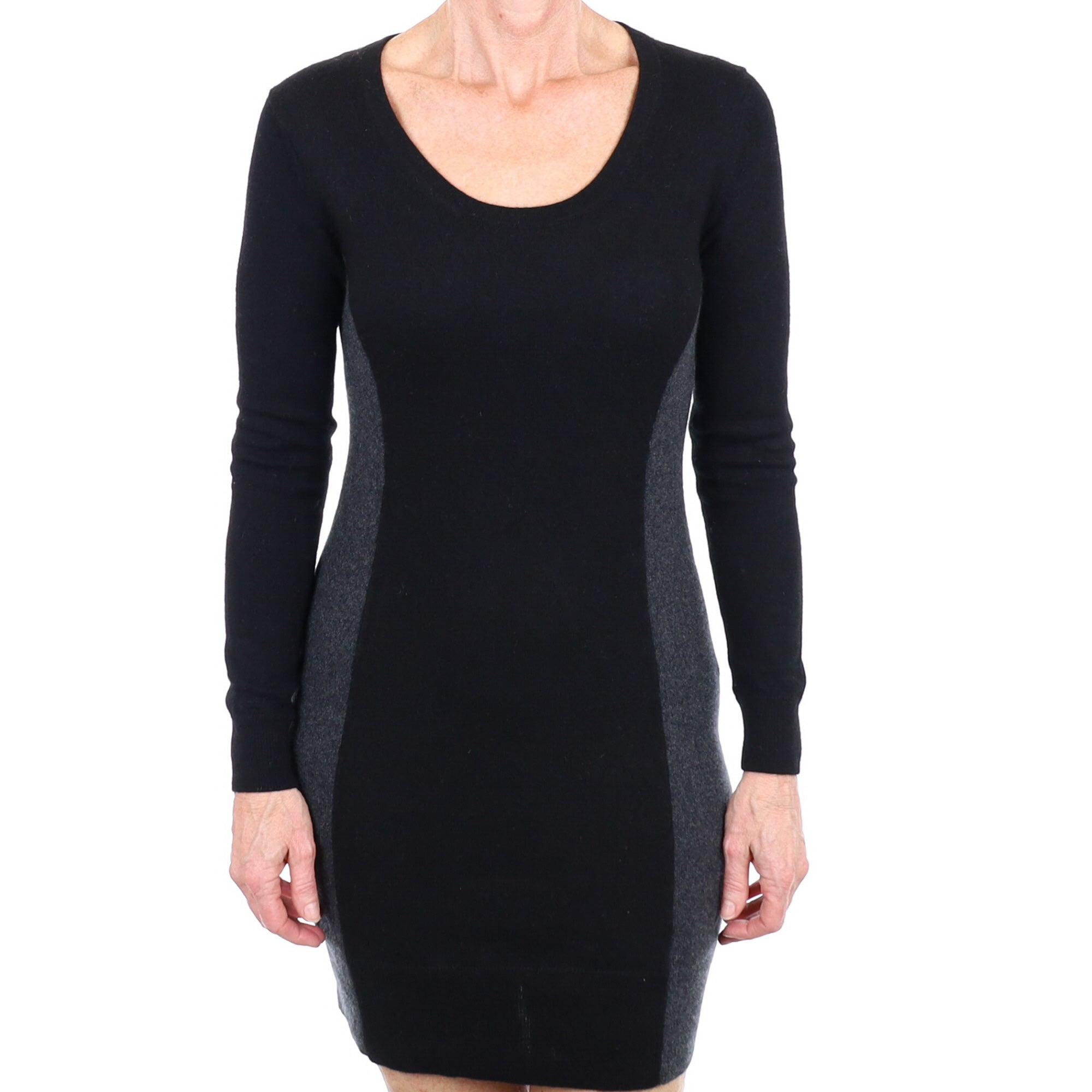 Black and Grey Cashmere Crew Neck Jumper Small