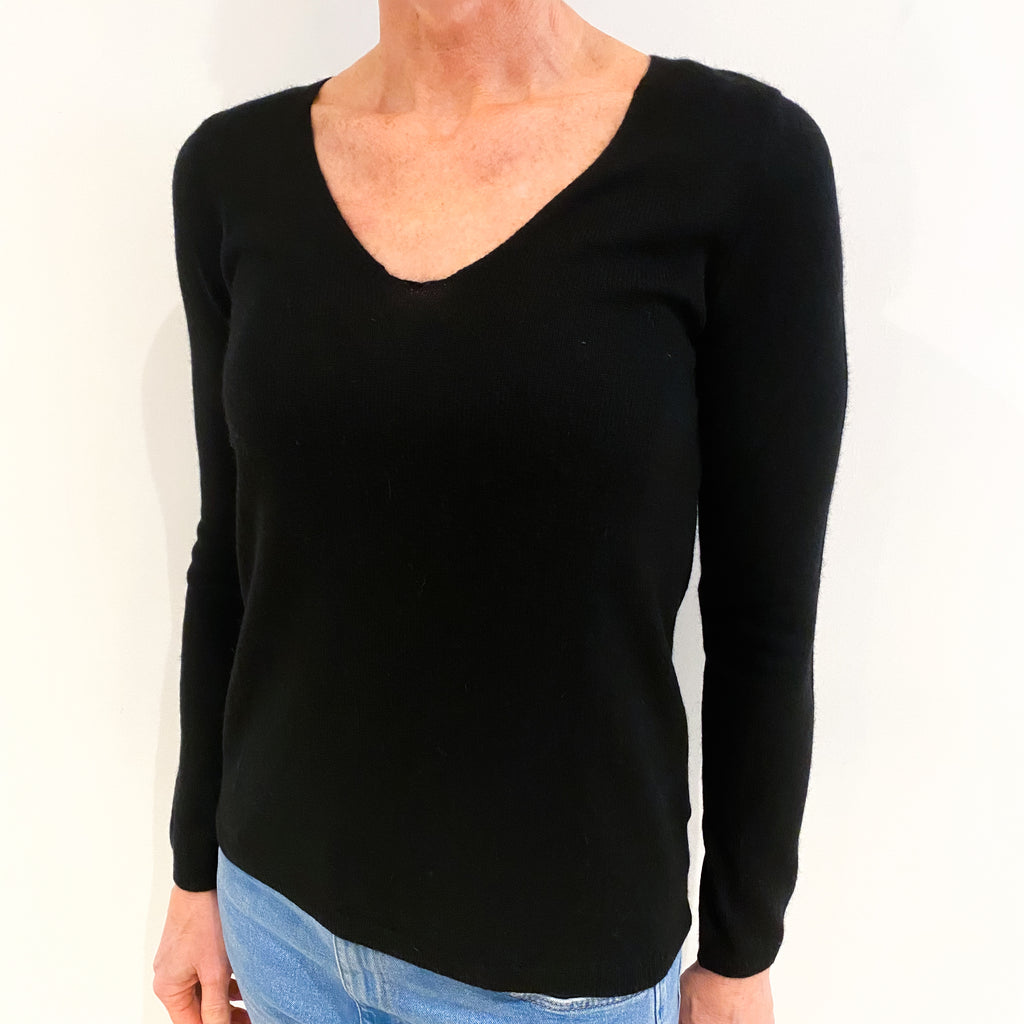 Black Cashmere V Neck Jumper Small