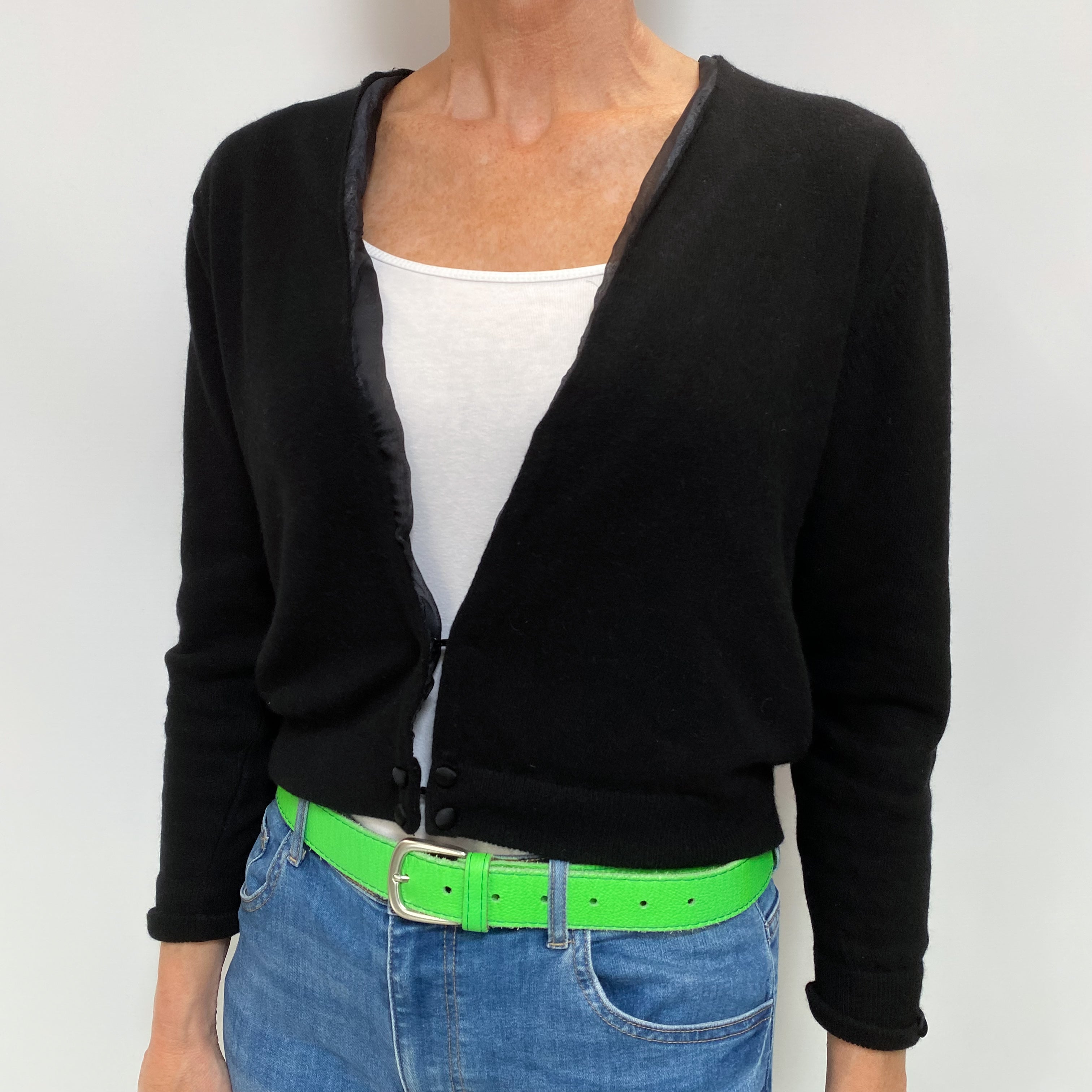 Black Cashmere V Neck Cardigan Small