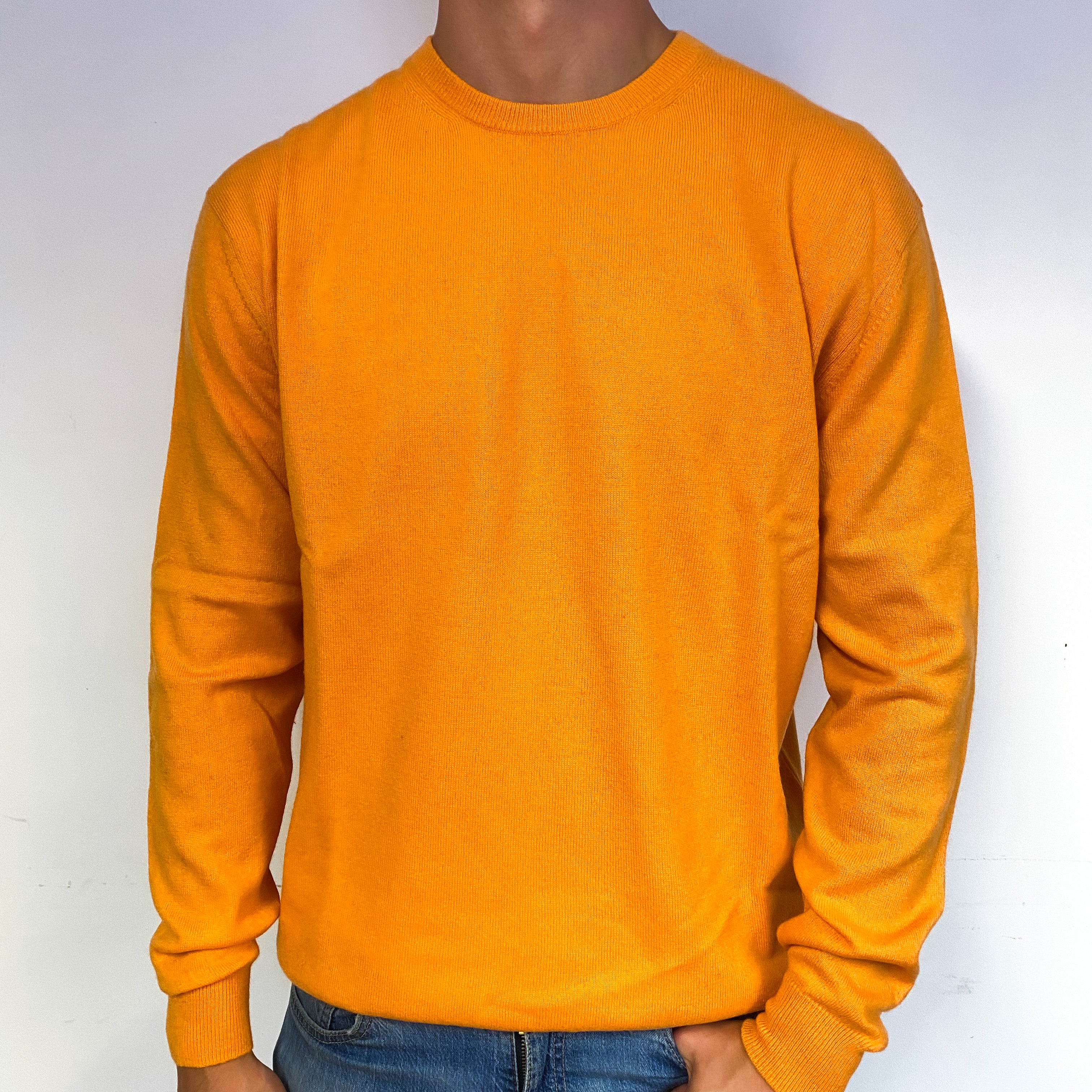 Men's Marigold Orange Cashmere Crew Neck Jumper Extra Extra Large