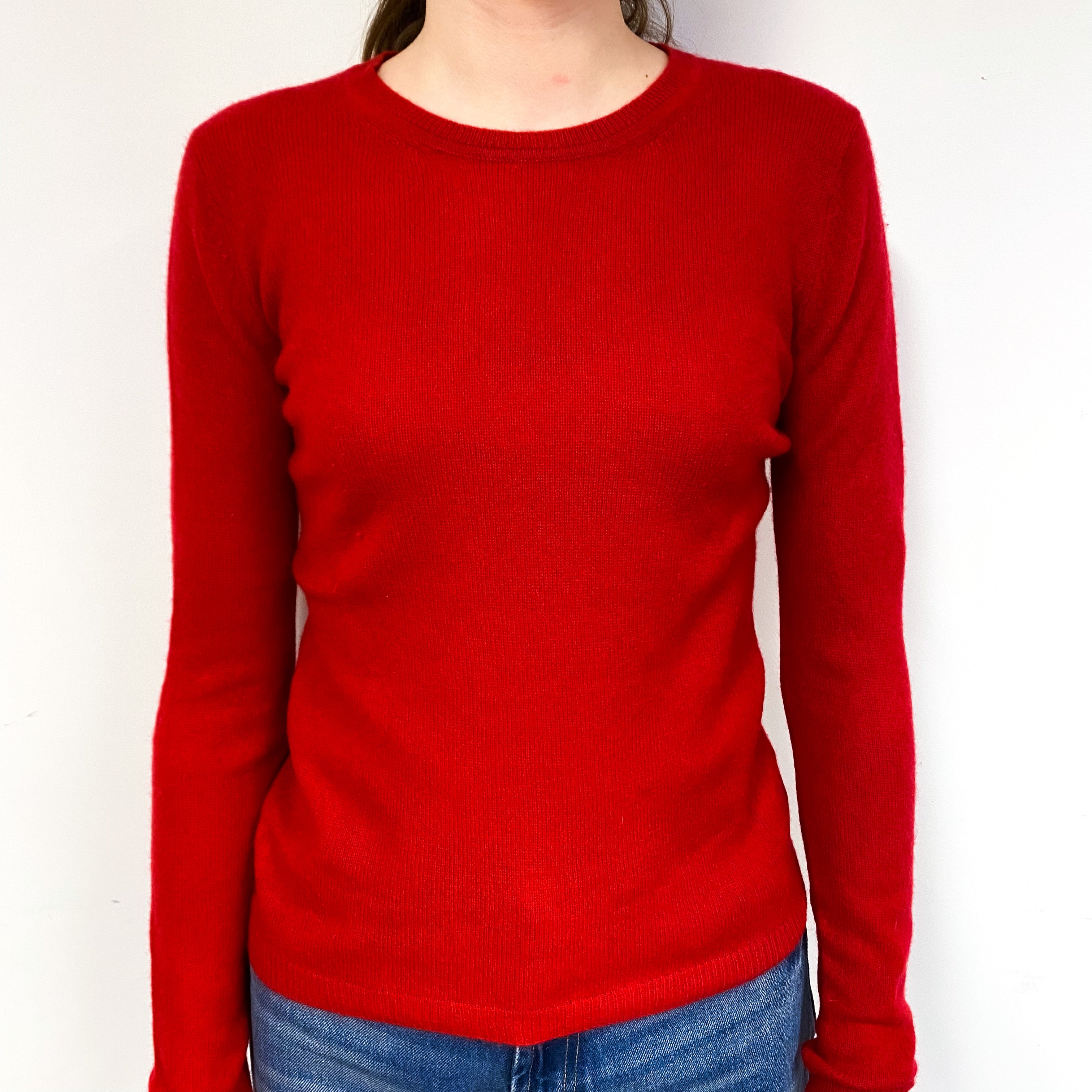 Scarlet Red Cashmere Crew Neck Jumper Extra Small