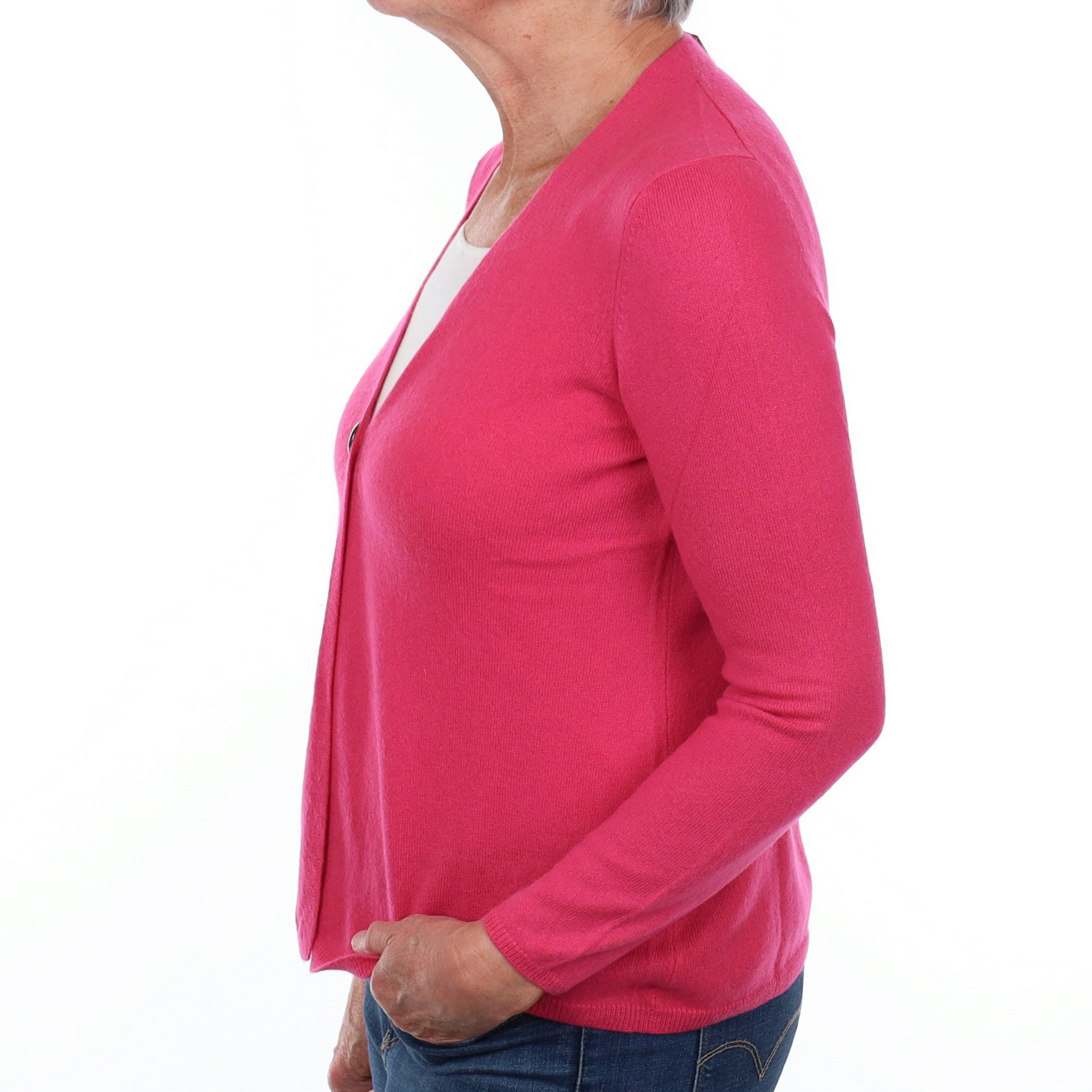 Rose Pink Cashmere V Neck Cardigan Medium