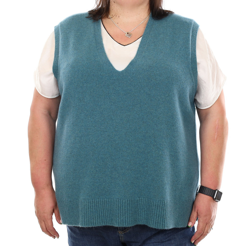 Brand New Ocean Green Luxury Cashmere Tank Top 3XL UK 24-26