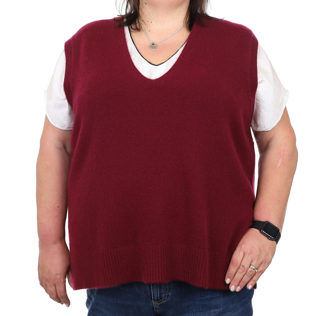 Brand New Rich Wine Luxury Cashmere Tank Top 3XL UK 24-26
