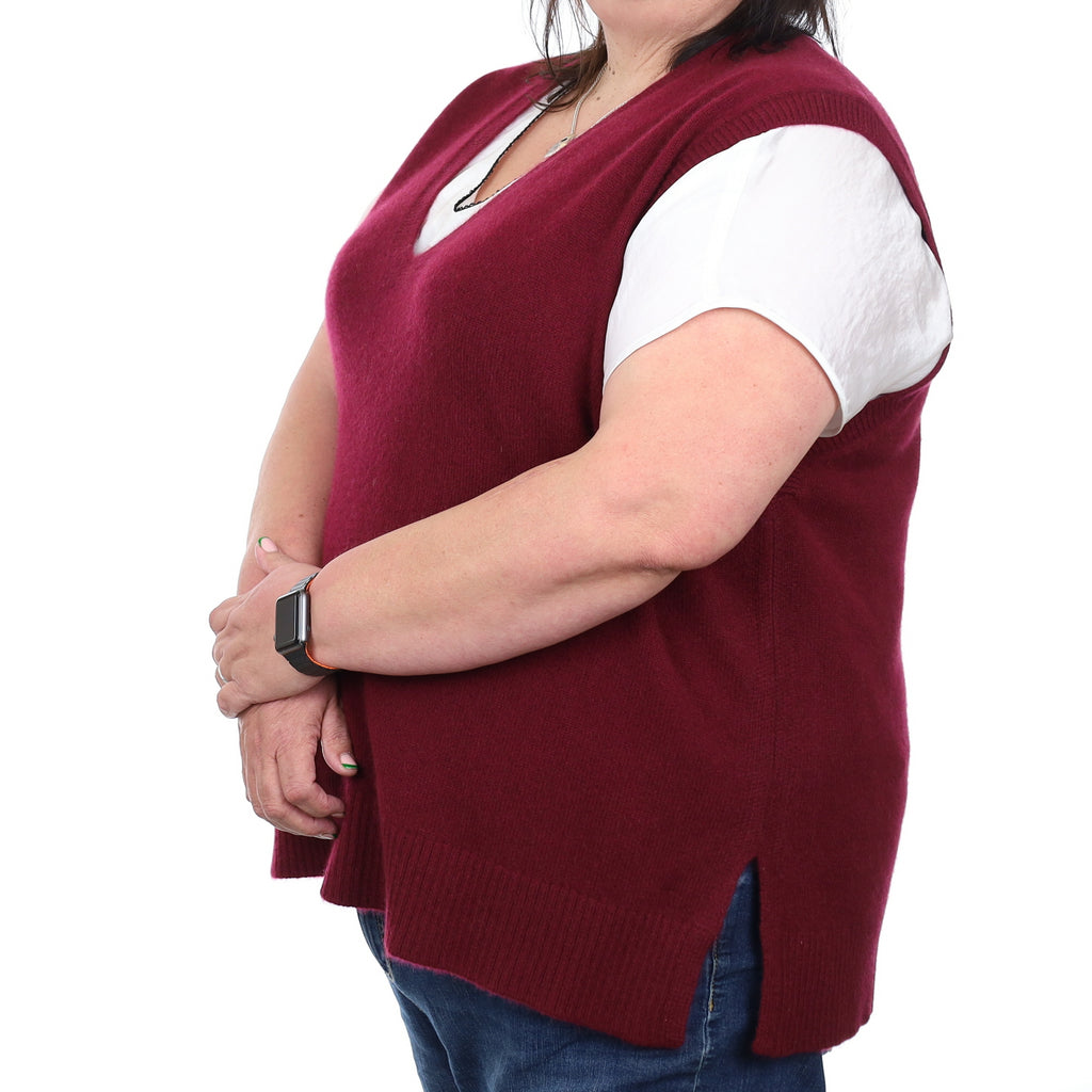 Brand New Rich Wine Luxury Cashmere Tank Top 3XL UK 24-26