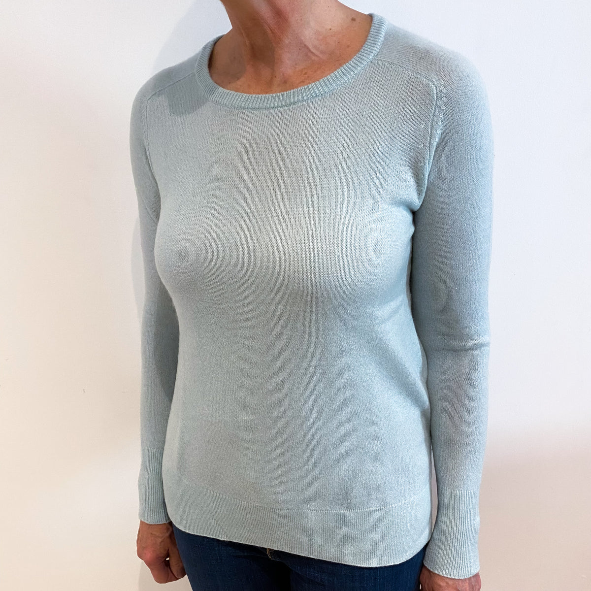 Mint Green Cashmere Crew Neck Jumper Medium