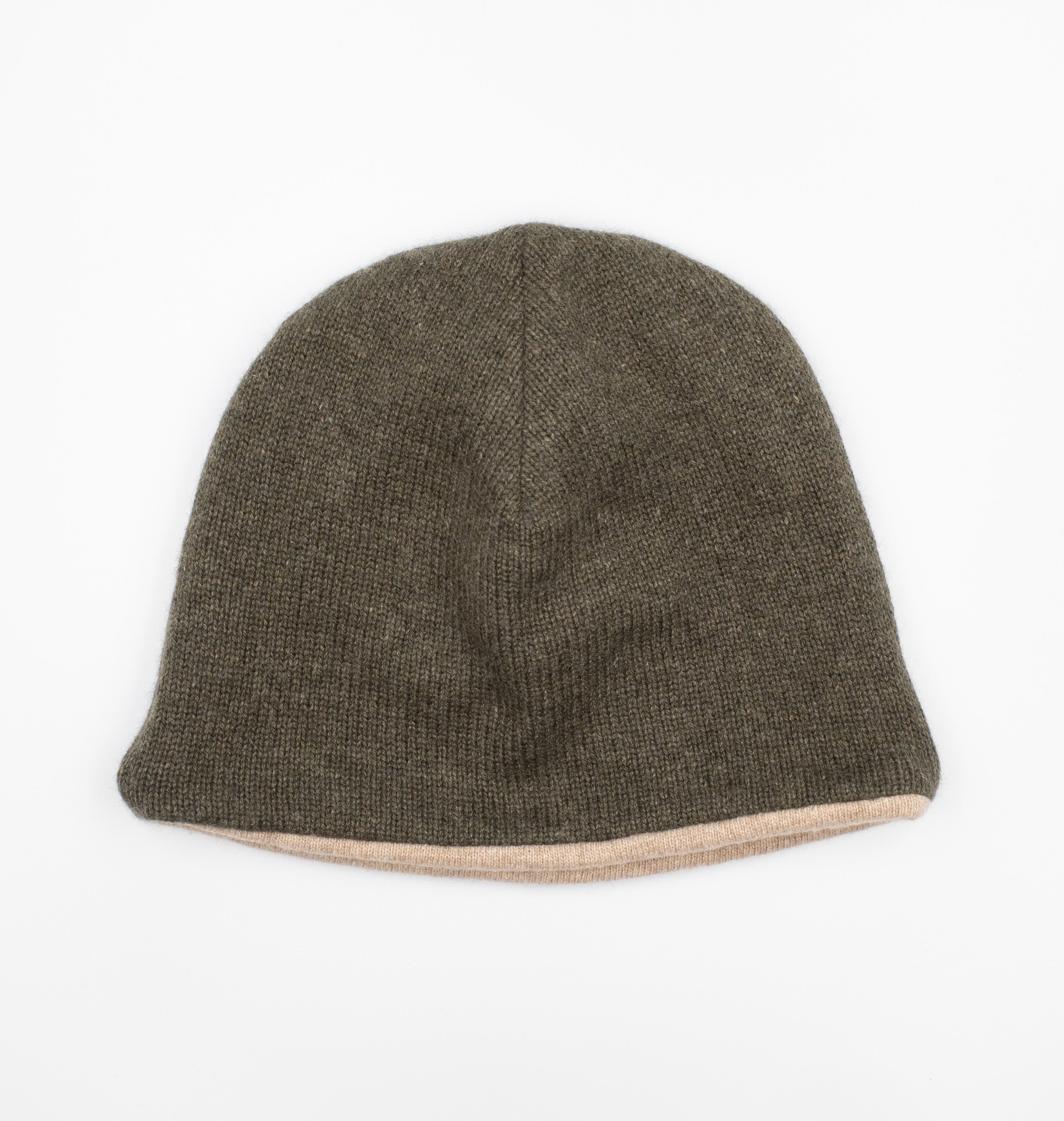 Khaki Green and Fawn Beanie Hat