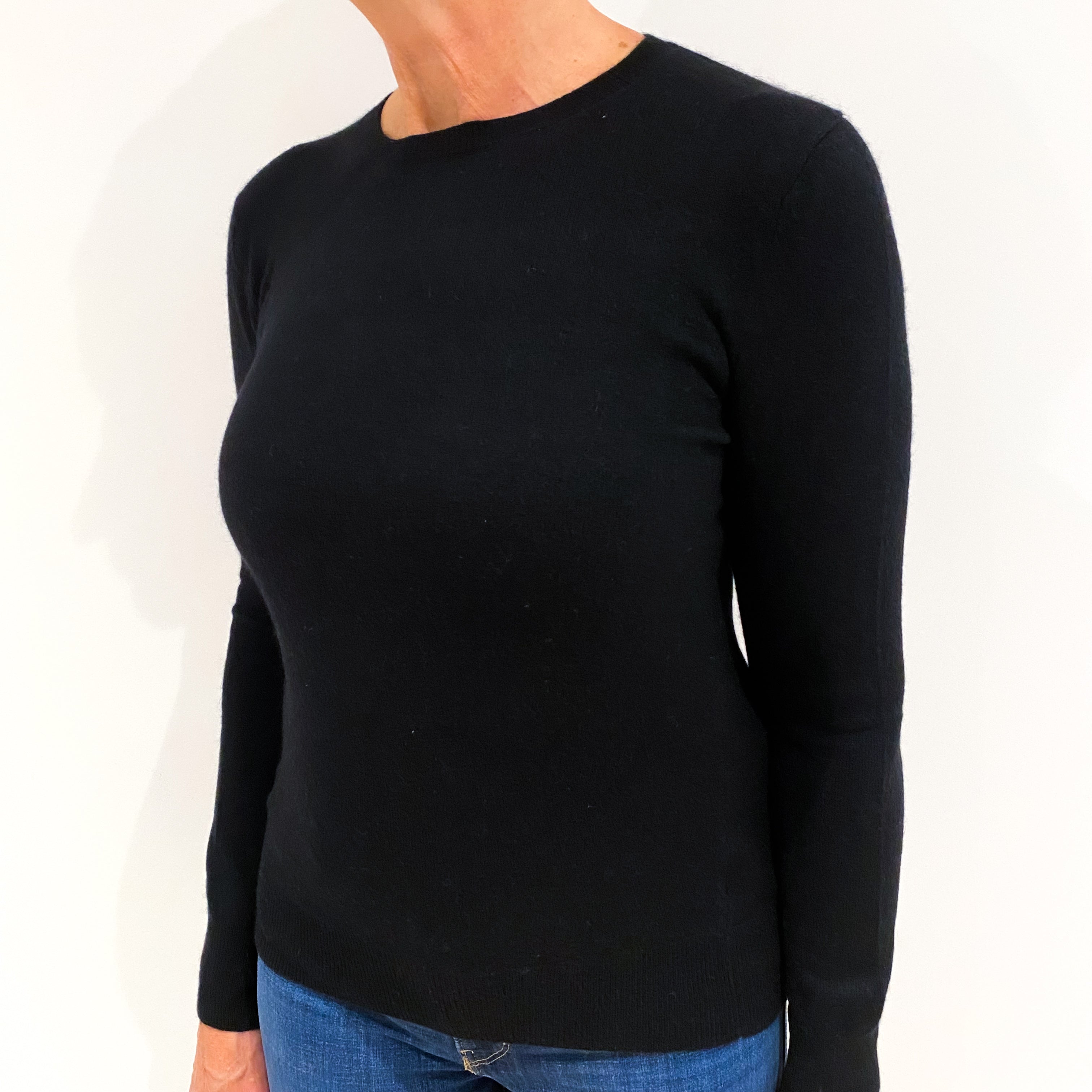 Black Cashmere Crew Neck Jumper Medium