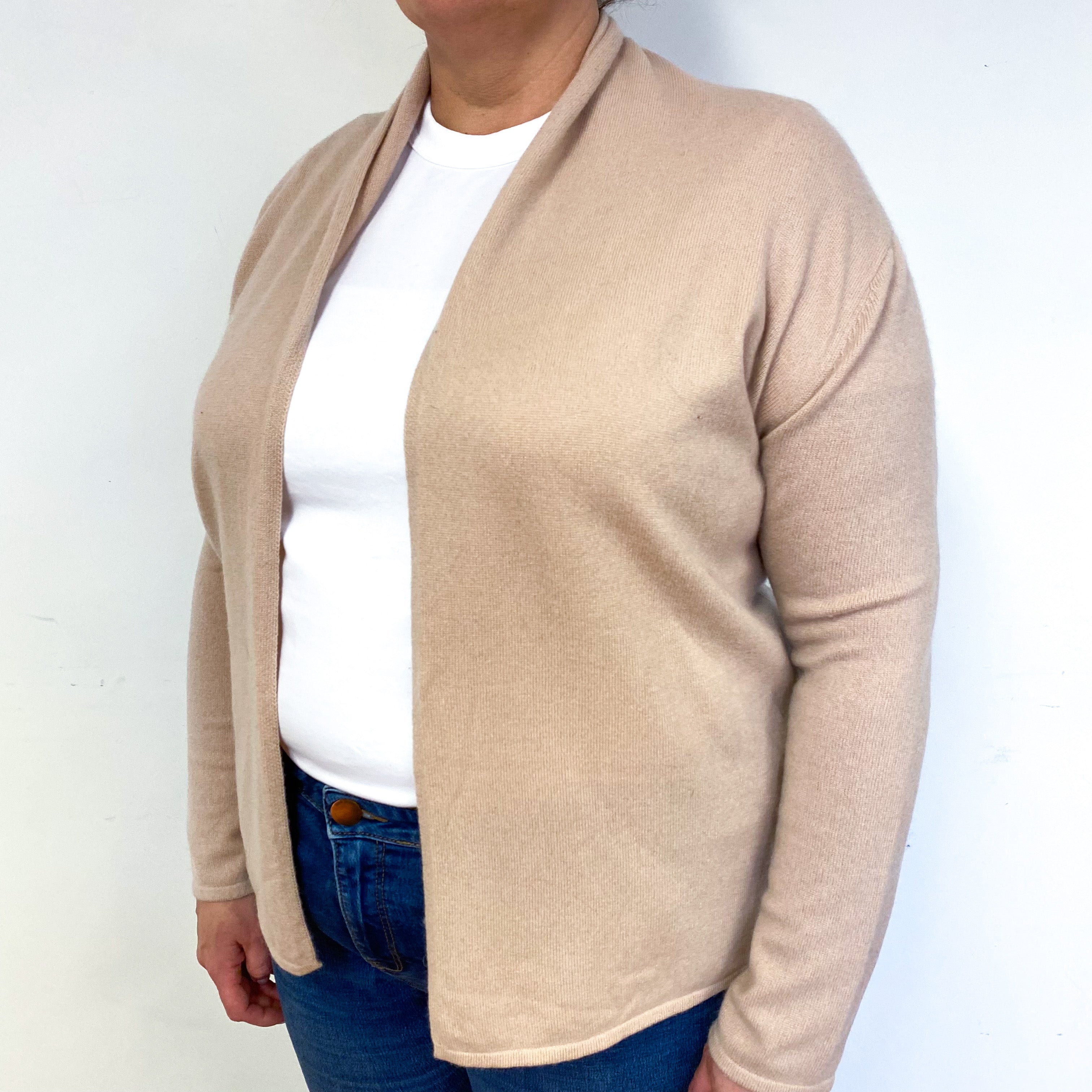 Nude Pink Cashmere Edge to Edge Cardigan Extra Large