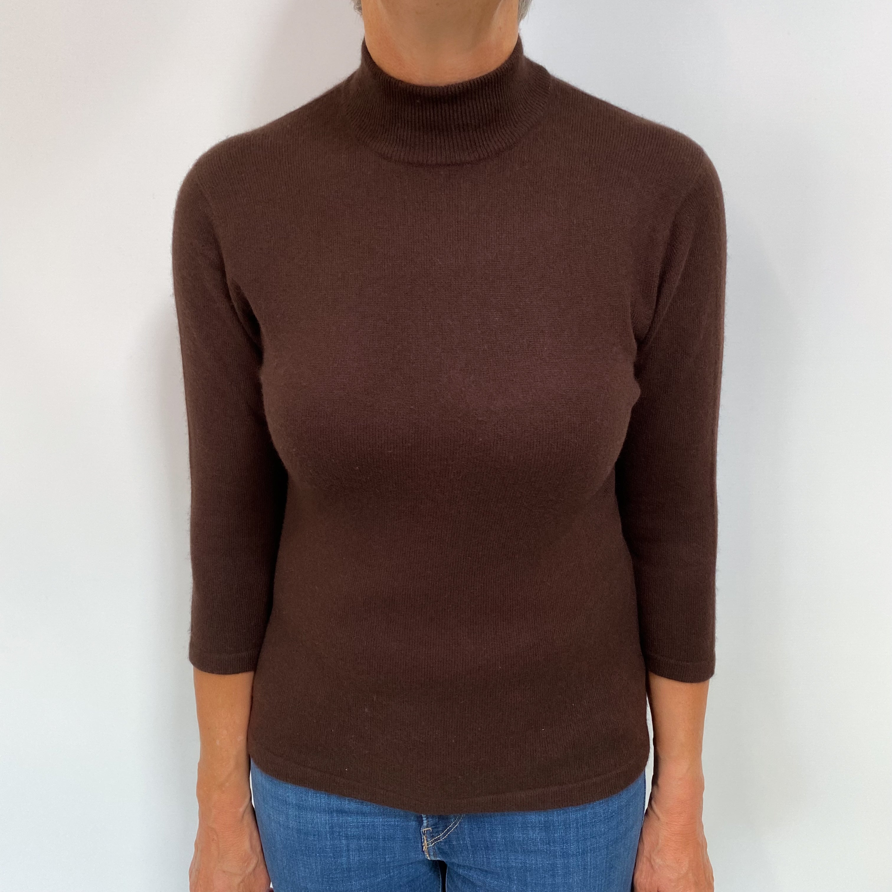 Bitter Chocolate Cashmere Turtle Neck Jumper Medium