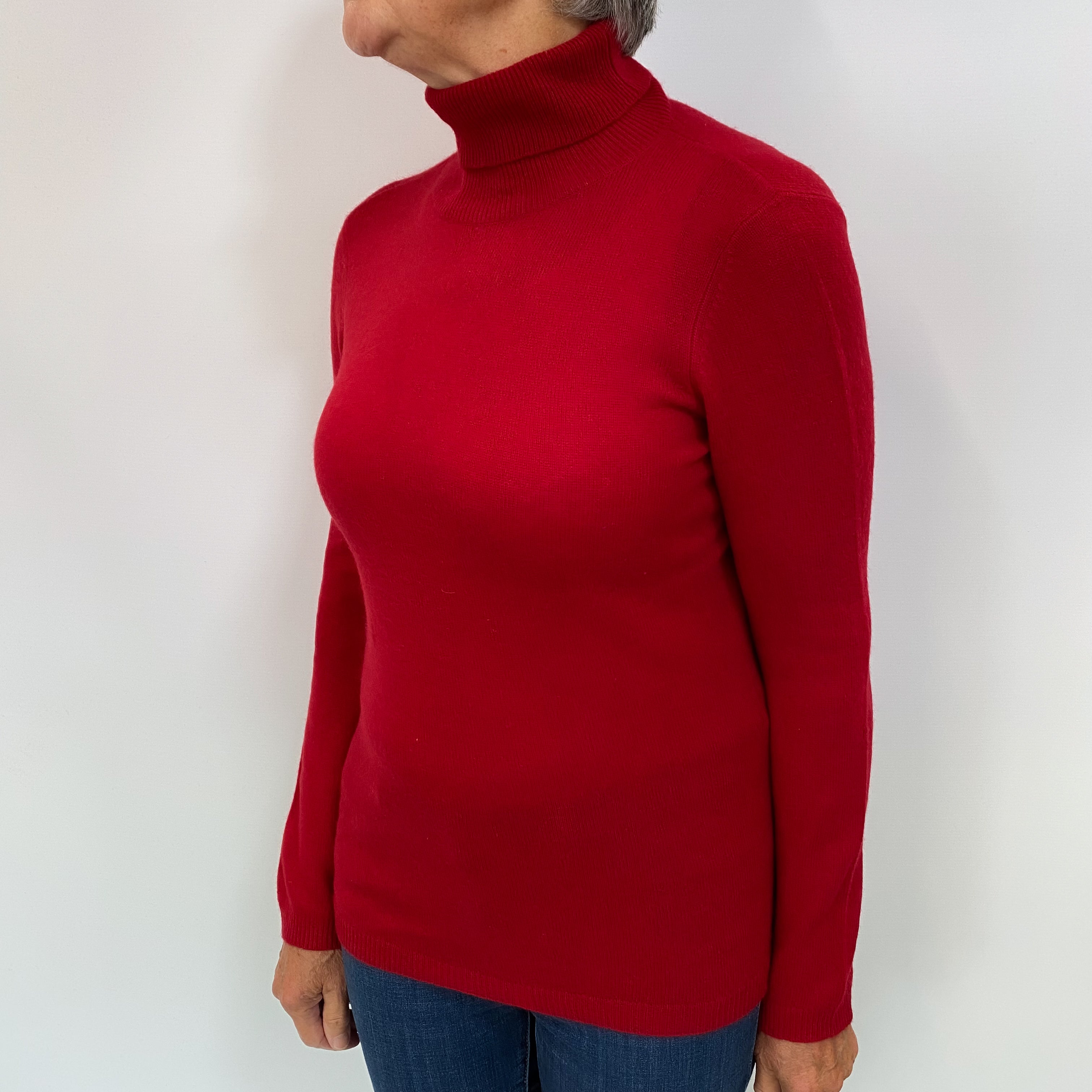 Phoenix Red Cashmere Polo Neck Jumper Medium