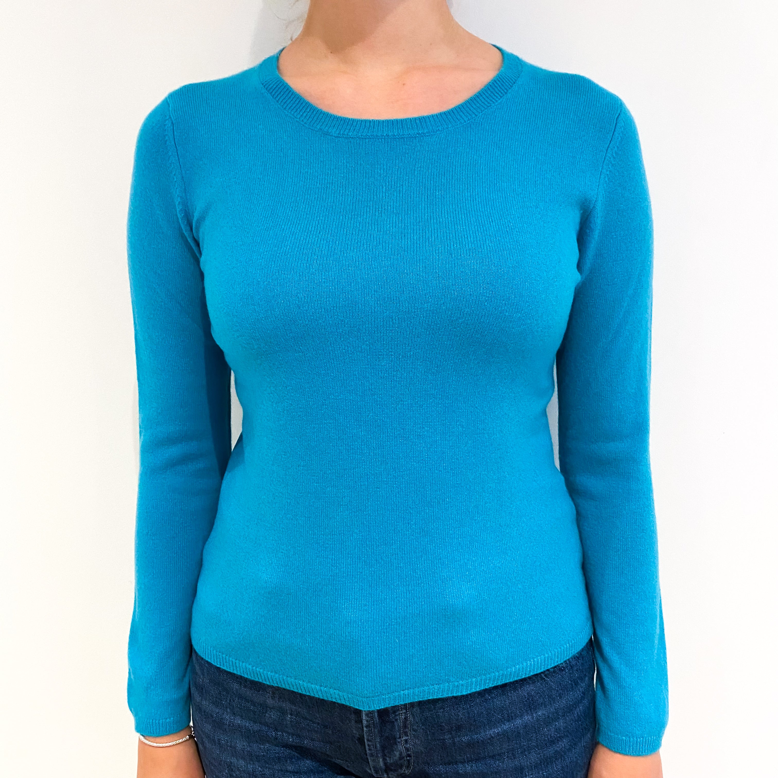 Turquoise Green Cashmere Crew Neck Jumper Small