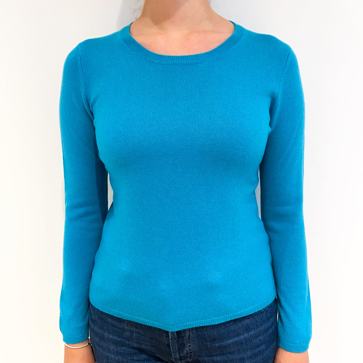Turquoise Green Cashmere Crew Neck Jumper Small