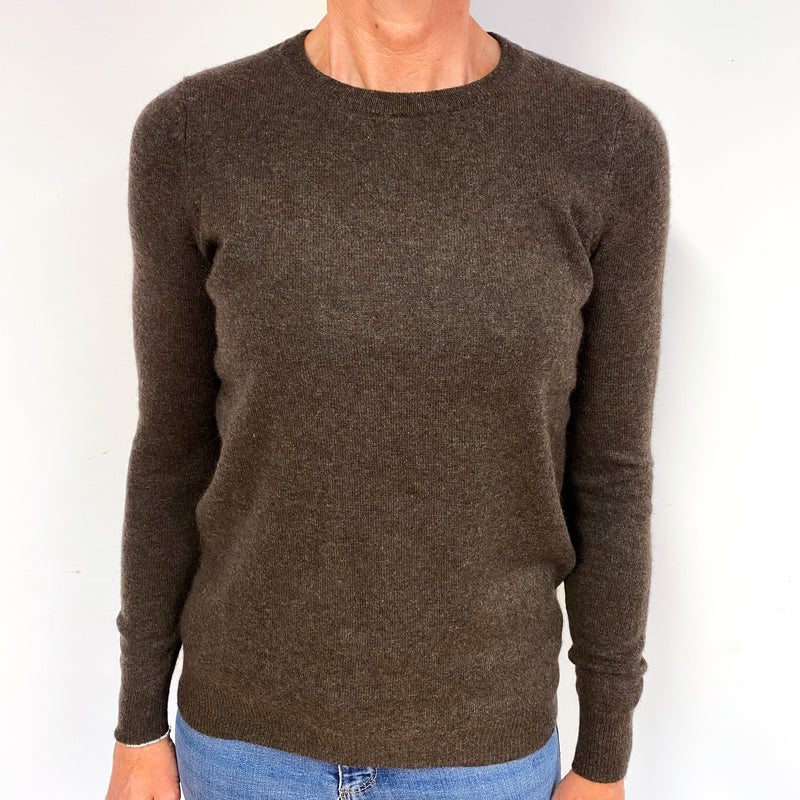 Mole Brown Cashmere Crew Neck Jumper Medium