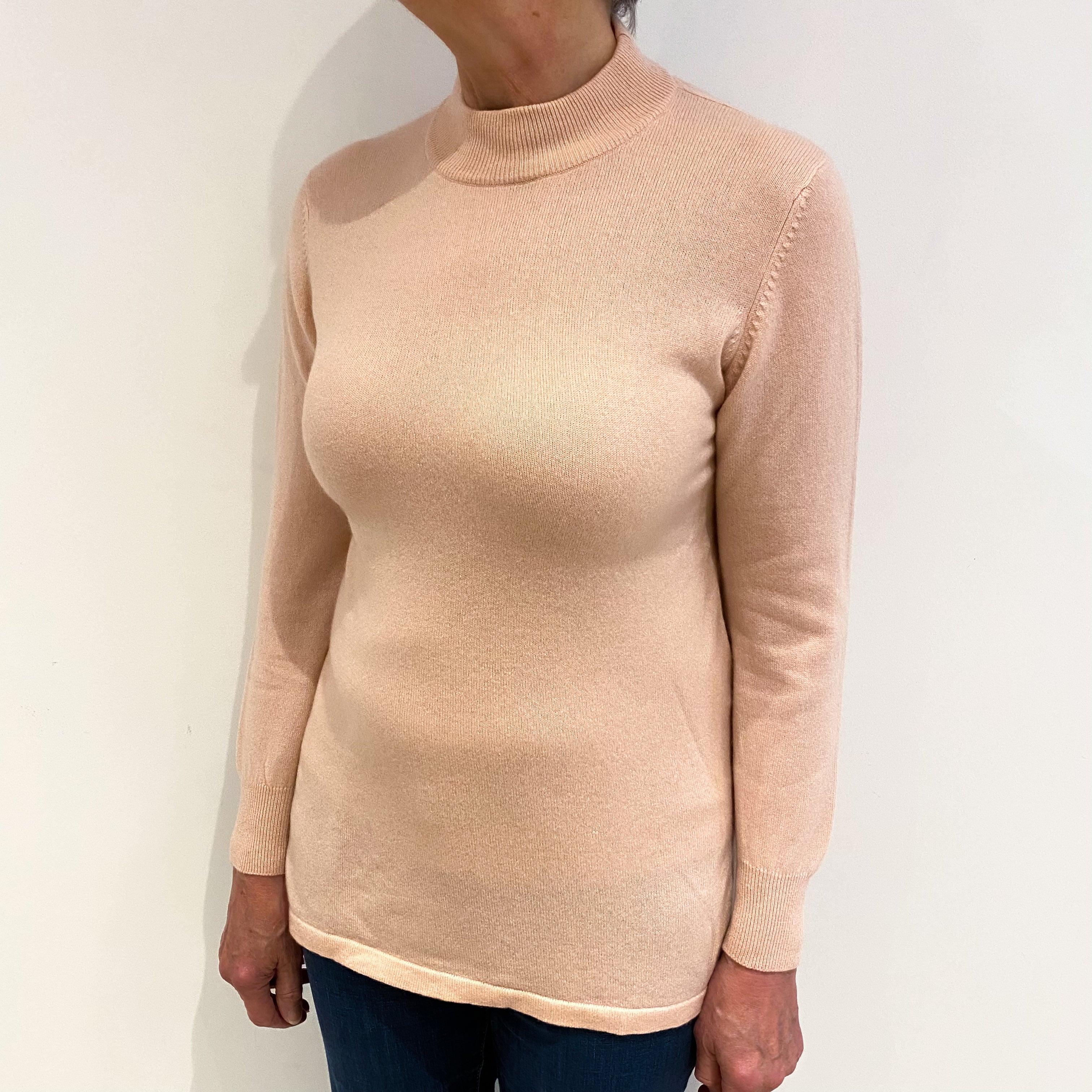 Shell Pink Cashmere Turtle Neck Jumper Medium