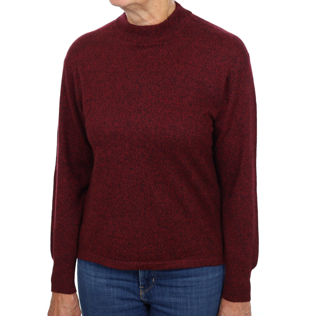 Burgundy Red Marl Cashmere Turtle Neck Jumper Medium
