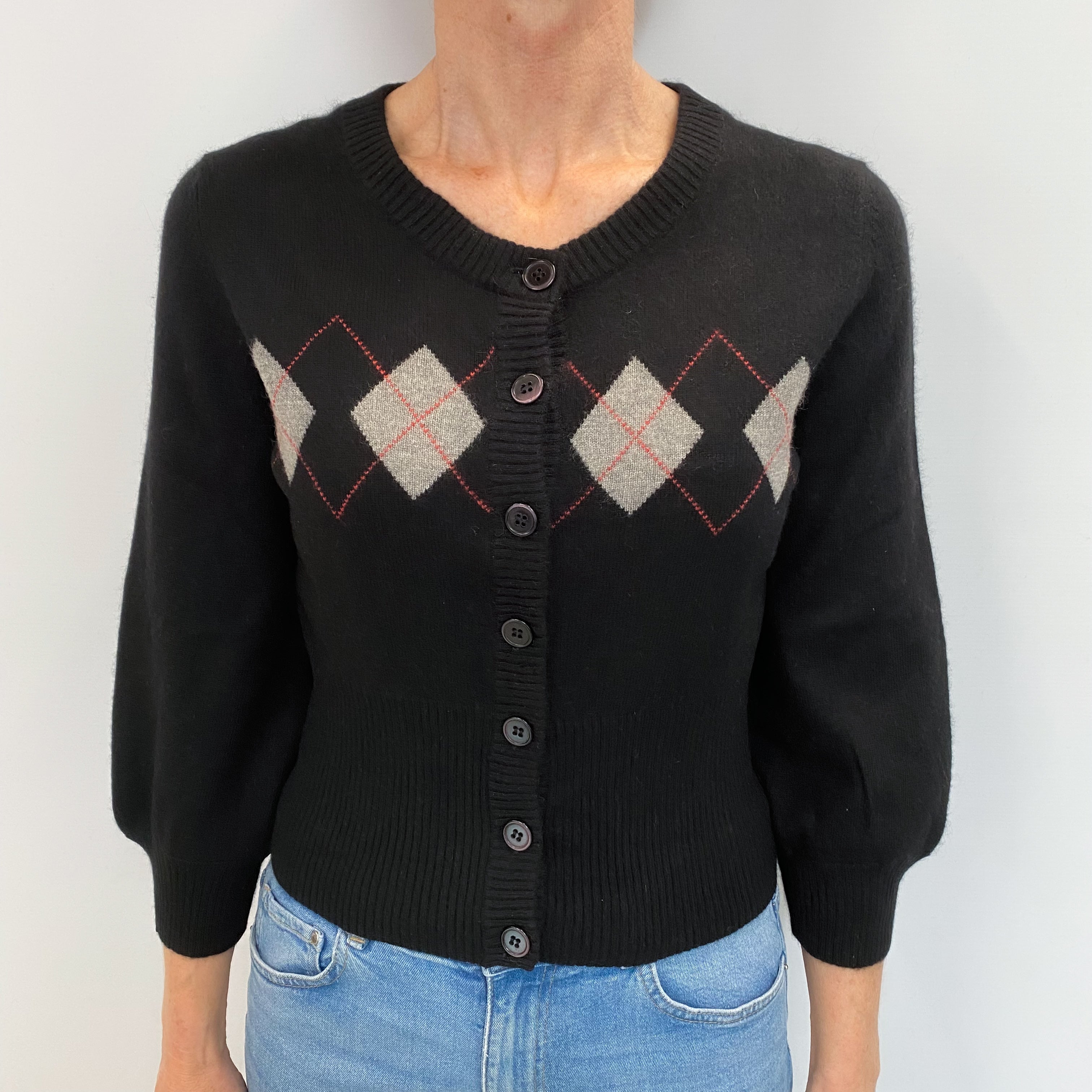 Black Diamond Cashmere Crew Neck Cardigan Small