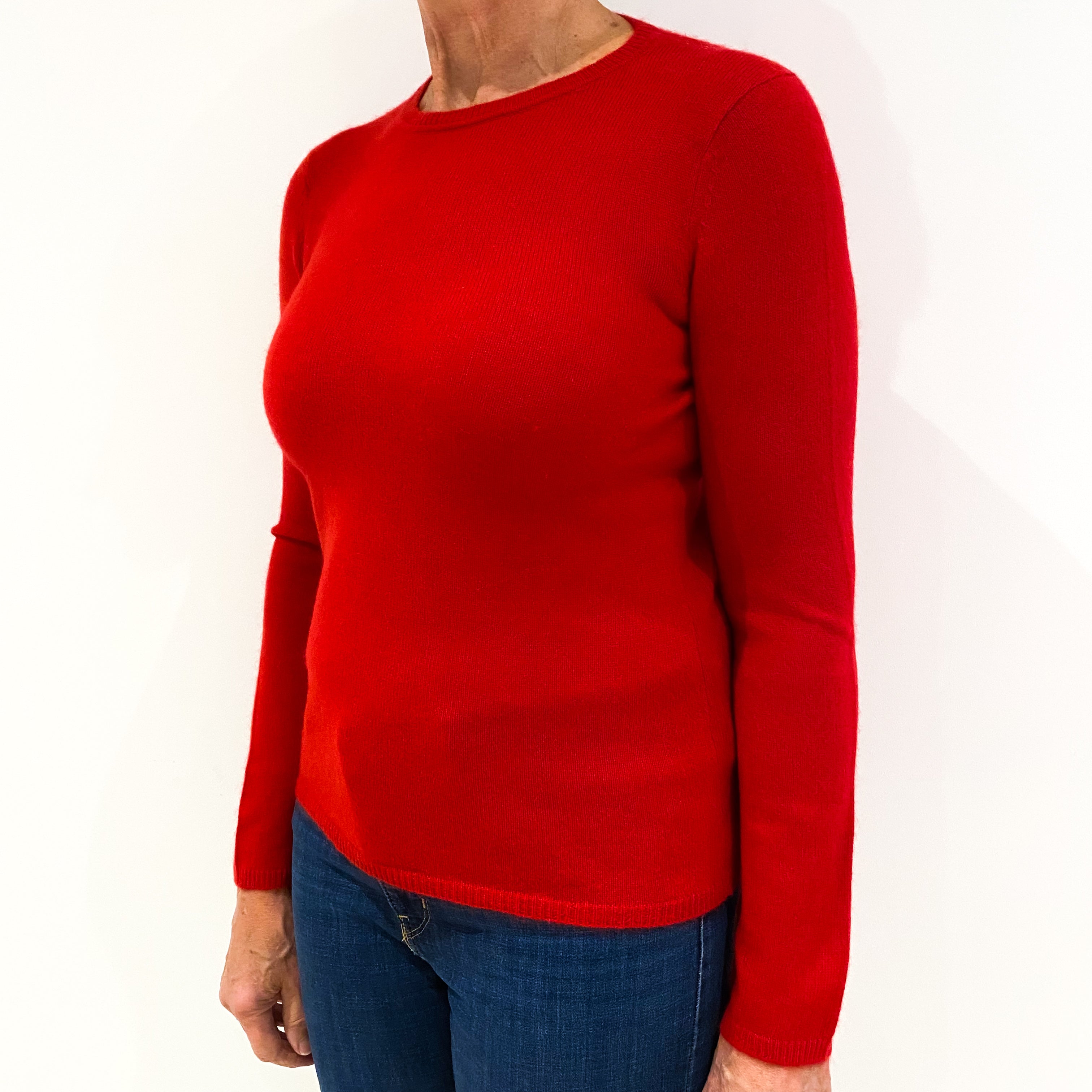 Post Box Red Cashmere Crew Neck Jumper Medium