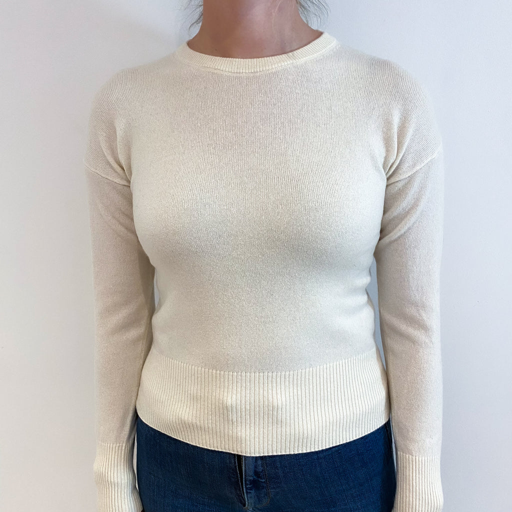 Vanilla Cream Cashmere Crew Neck Jumper Small