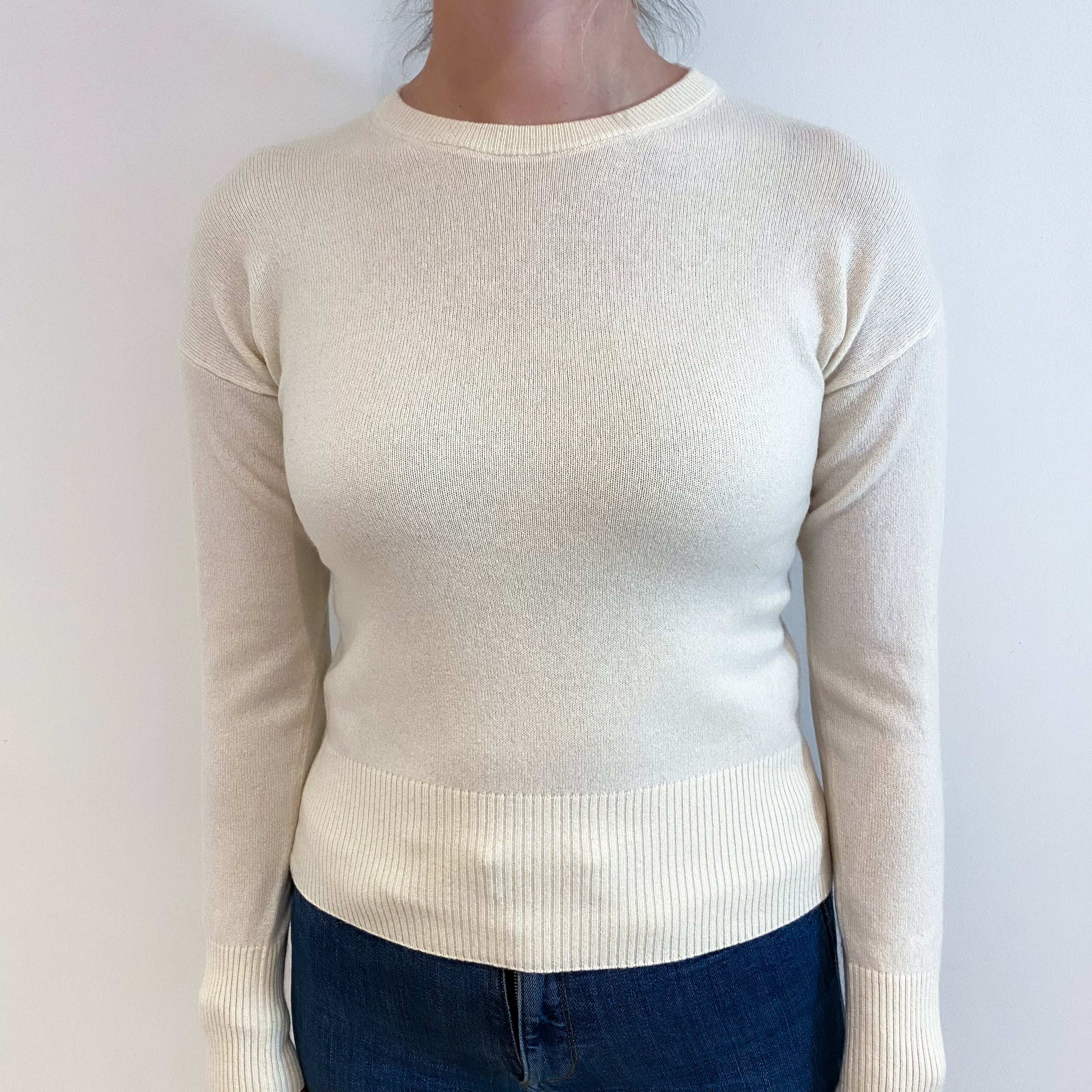 Vanilla Cream Cashmere Crew Neck Jumper Small