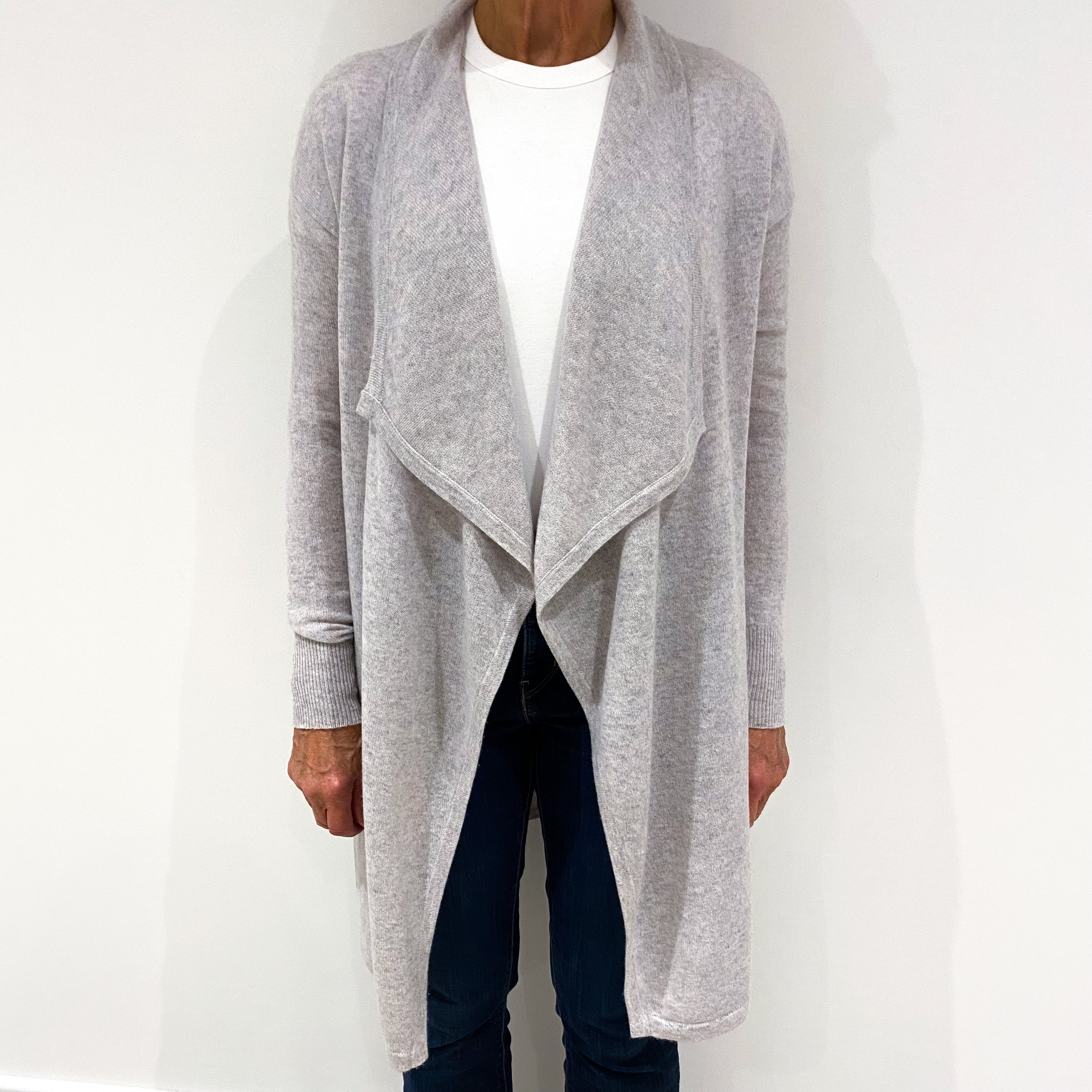 Mist Grey Cashmere Waterfall Cardigan Medium