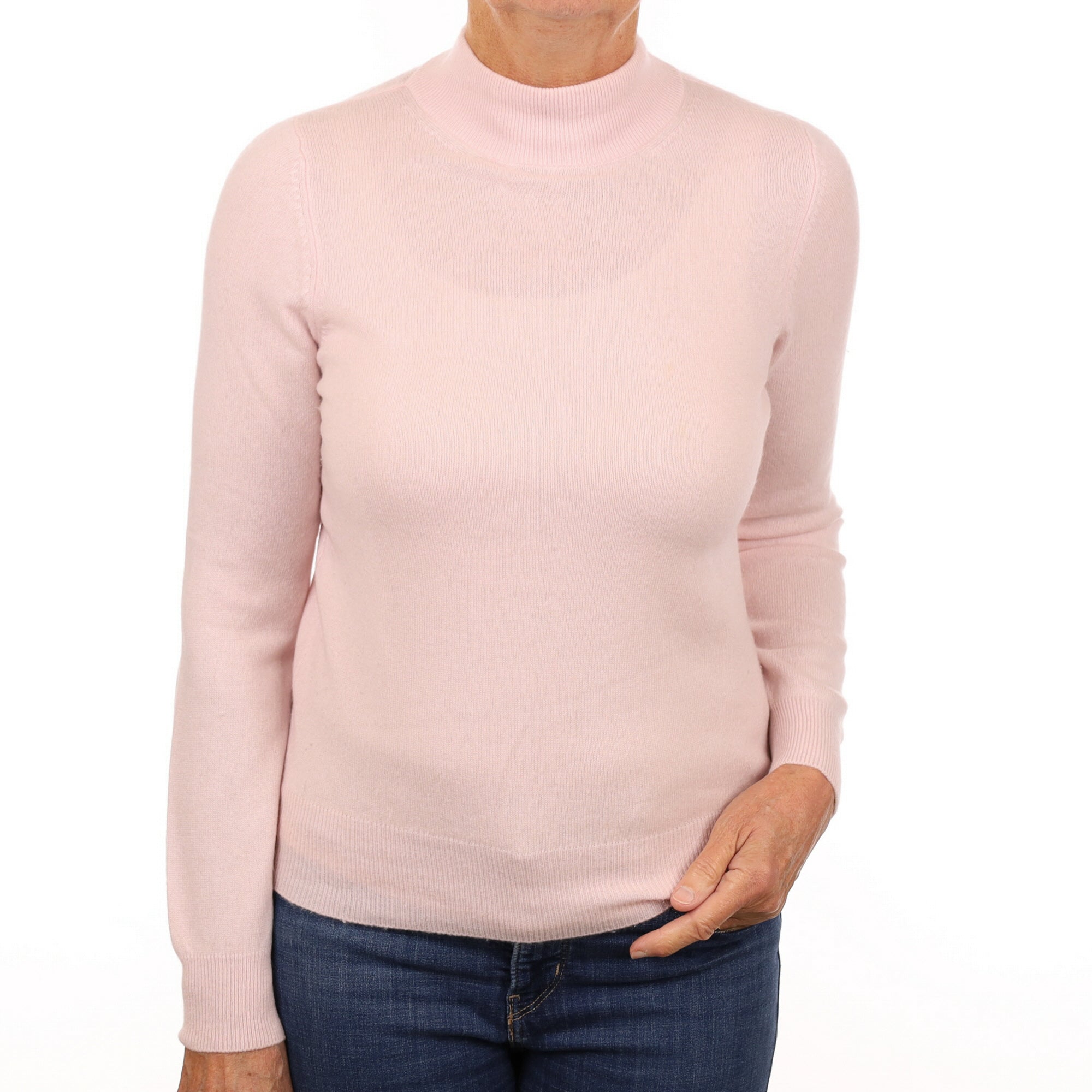 Shell Pink Cashmere Turtle Neck Jumper Medium