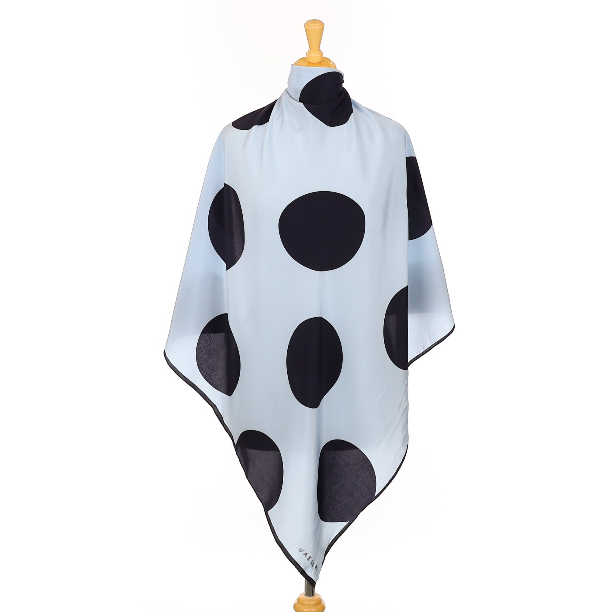 Jaeger Black Spotted Vintage Silk Scarf