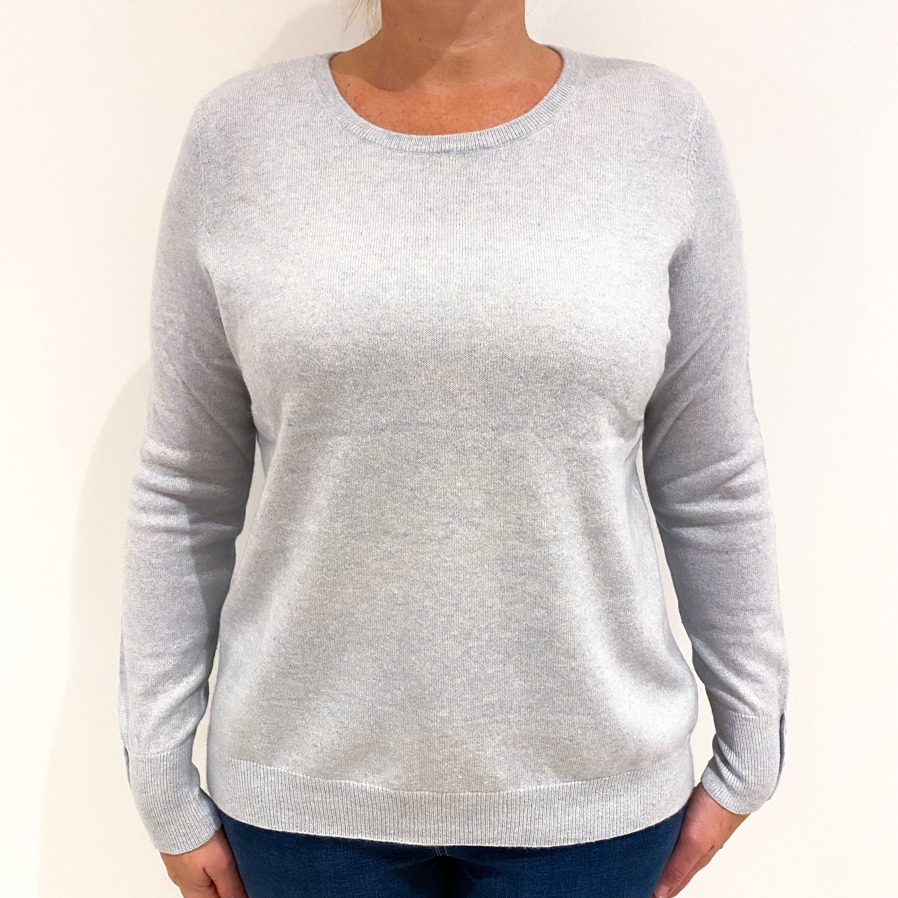 Powder Blue Cashmere Crew Neck Jumper Large