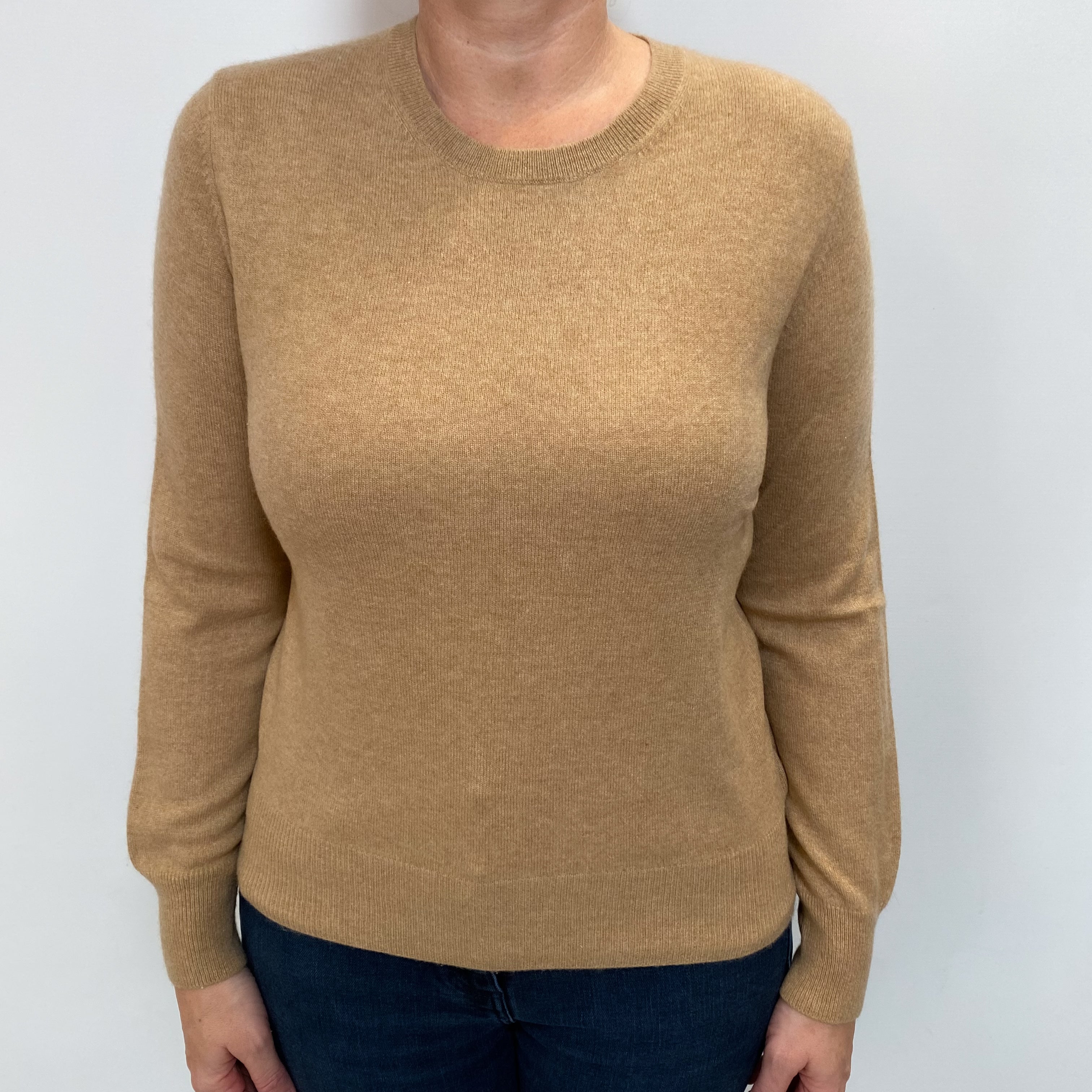 Caramel Brown Cashmere Crew Neck Jumper Large
