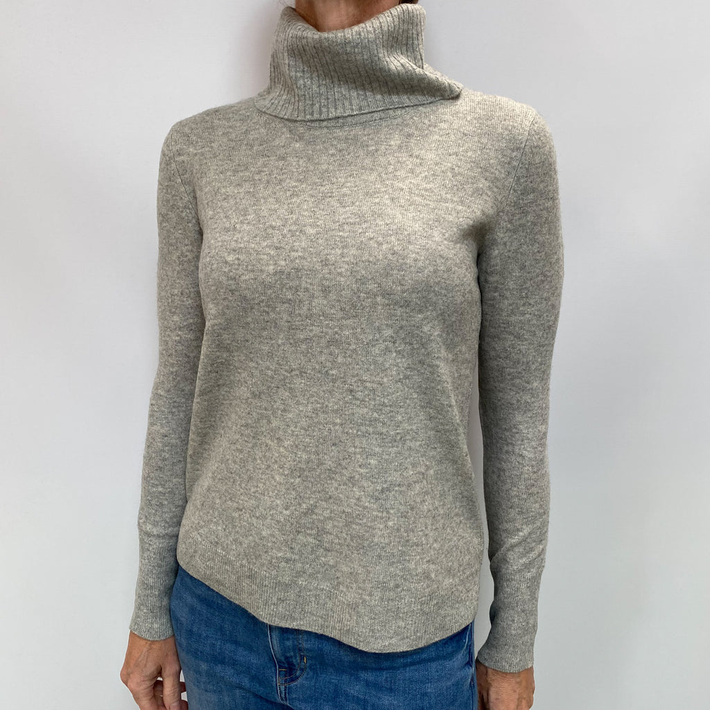 Smoke Grey Cashmere Polo Neck Jumper Small