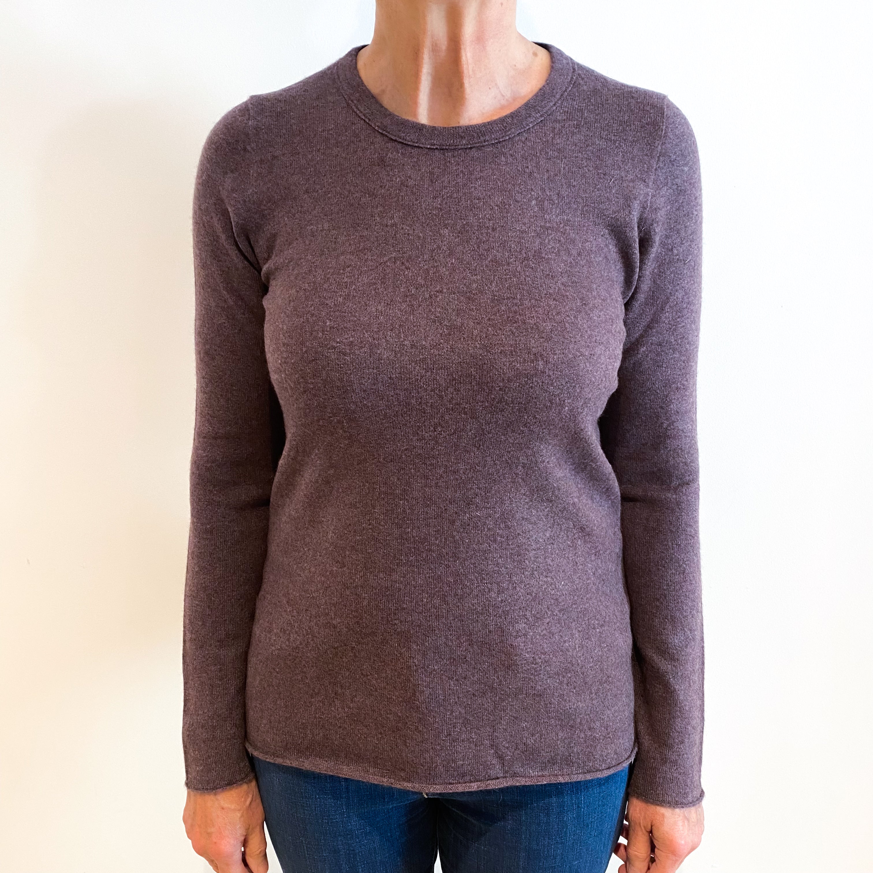 Mole Brown Cashmere Crew Neck Jumper Medium