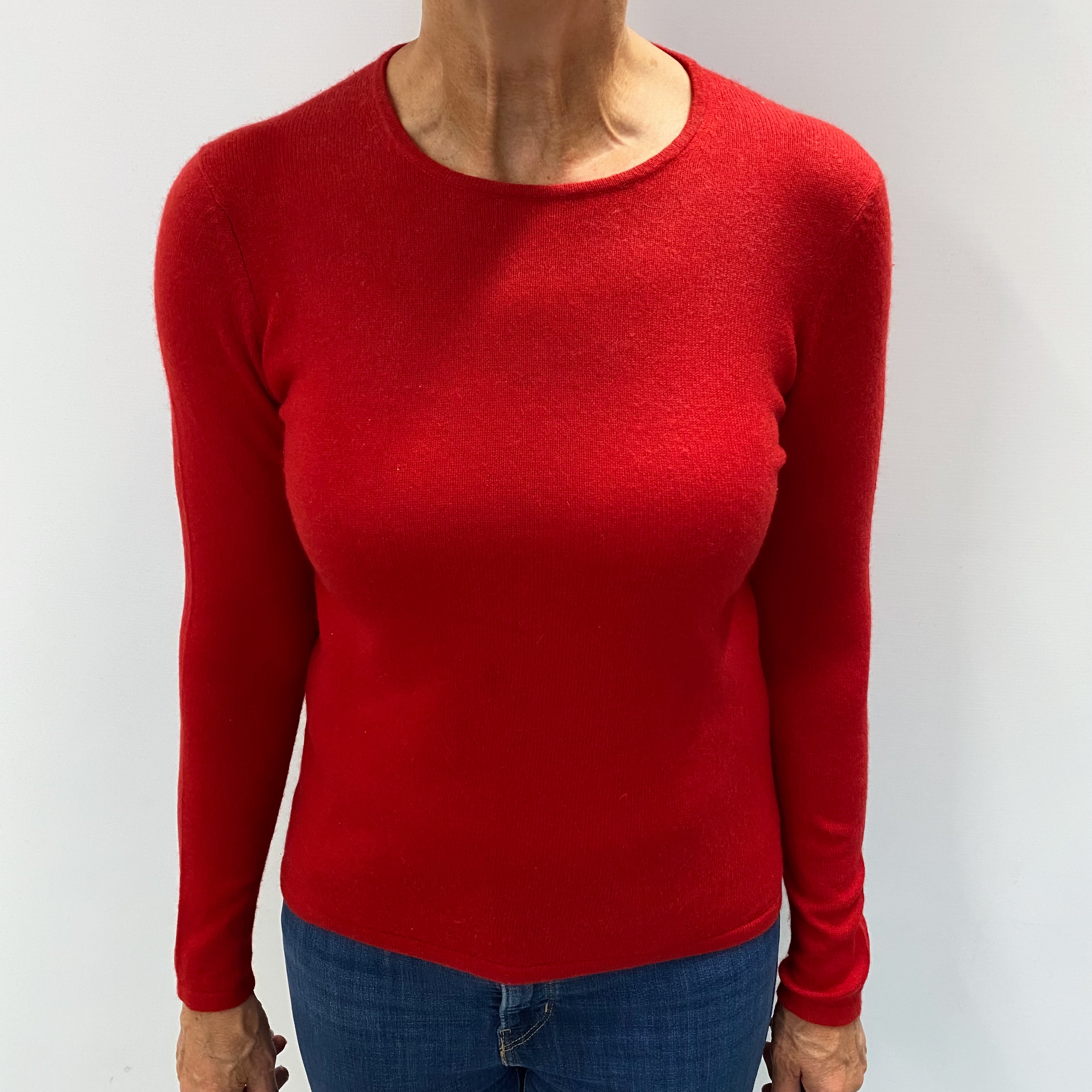 Scarlet Red Cashmere Crew Neck Jumper Medium