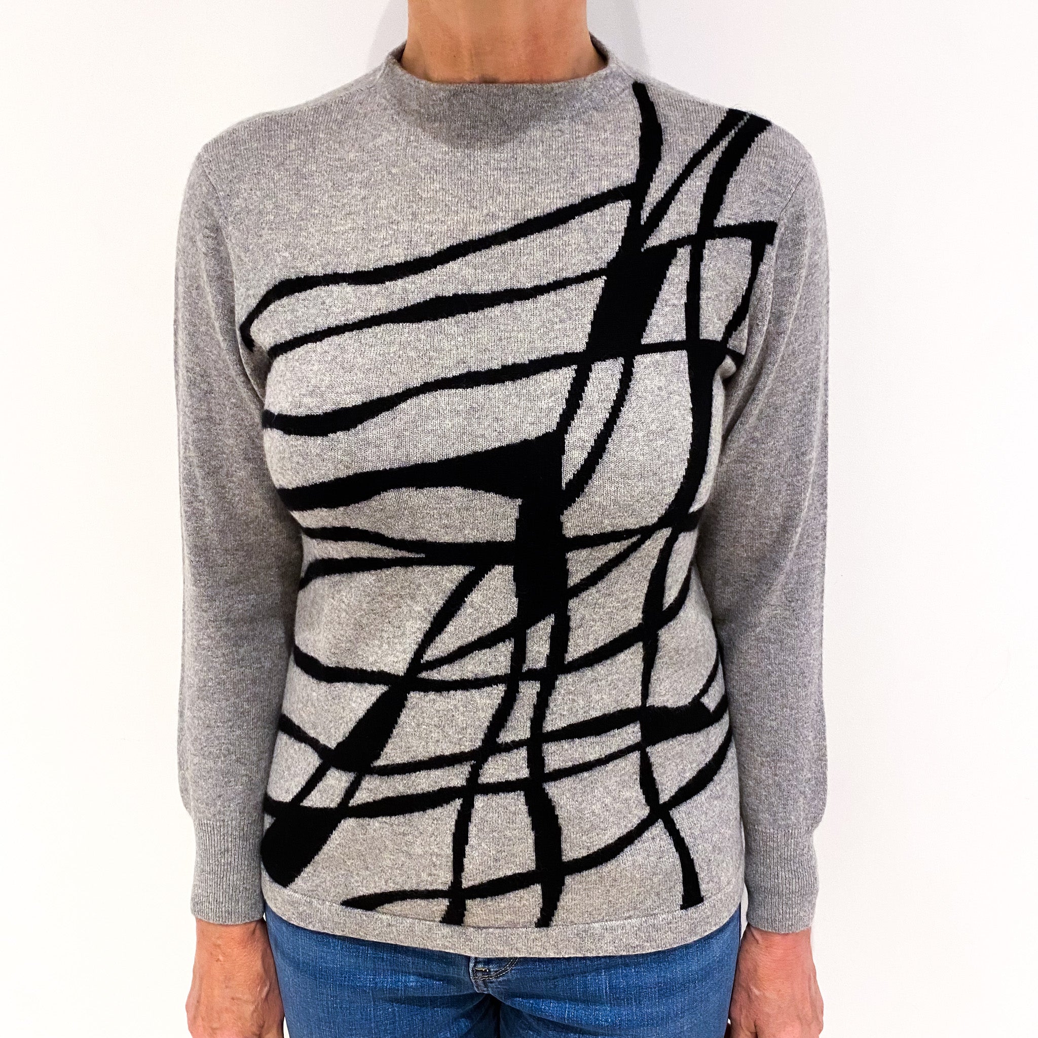 Smoke Grey Cashmere Short Turtle Neck Jumper Medium