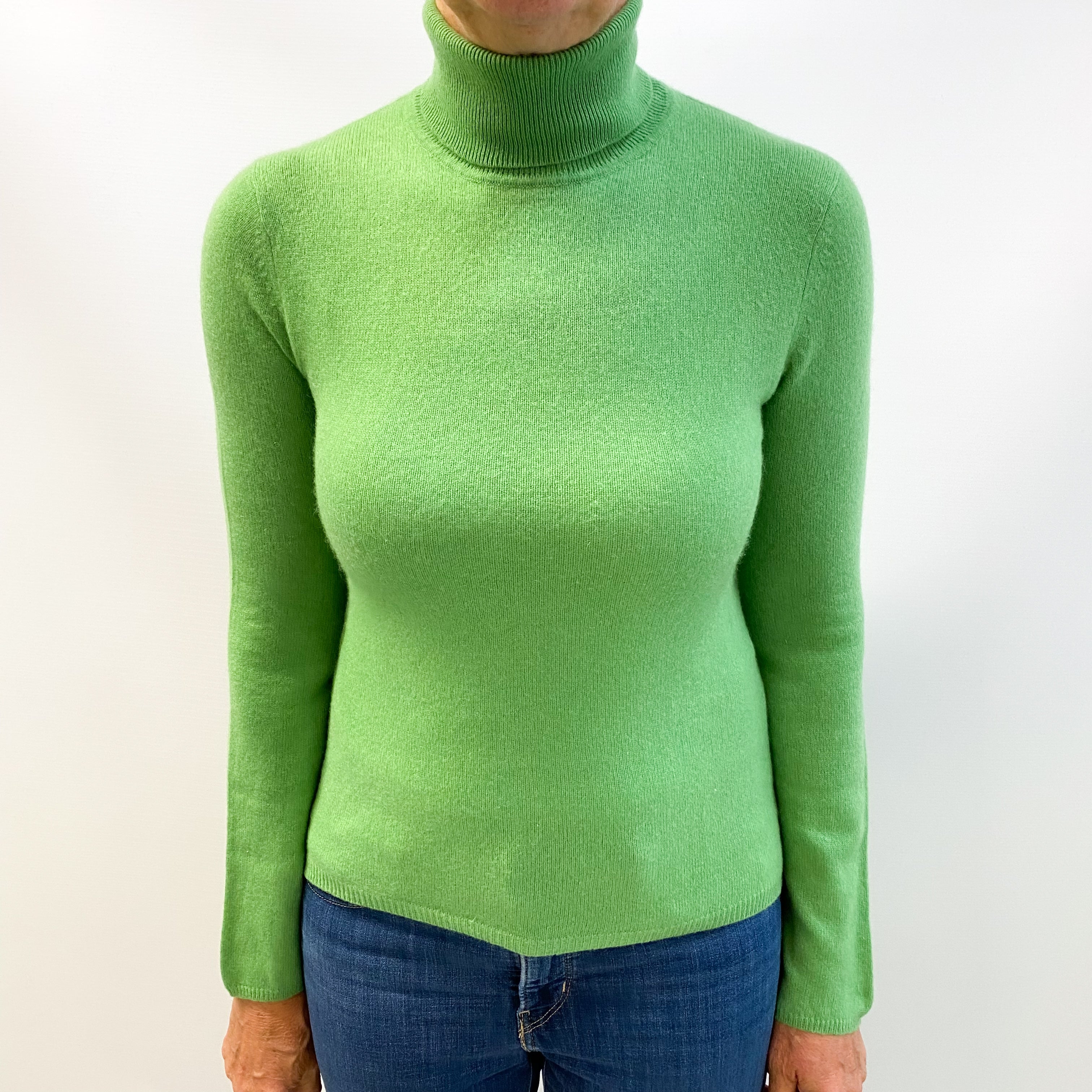 Jade Green Cashmere Polo Neck Jumper Medium