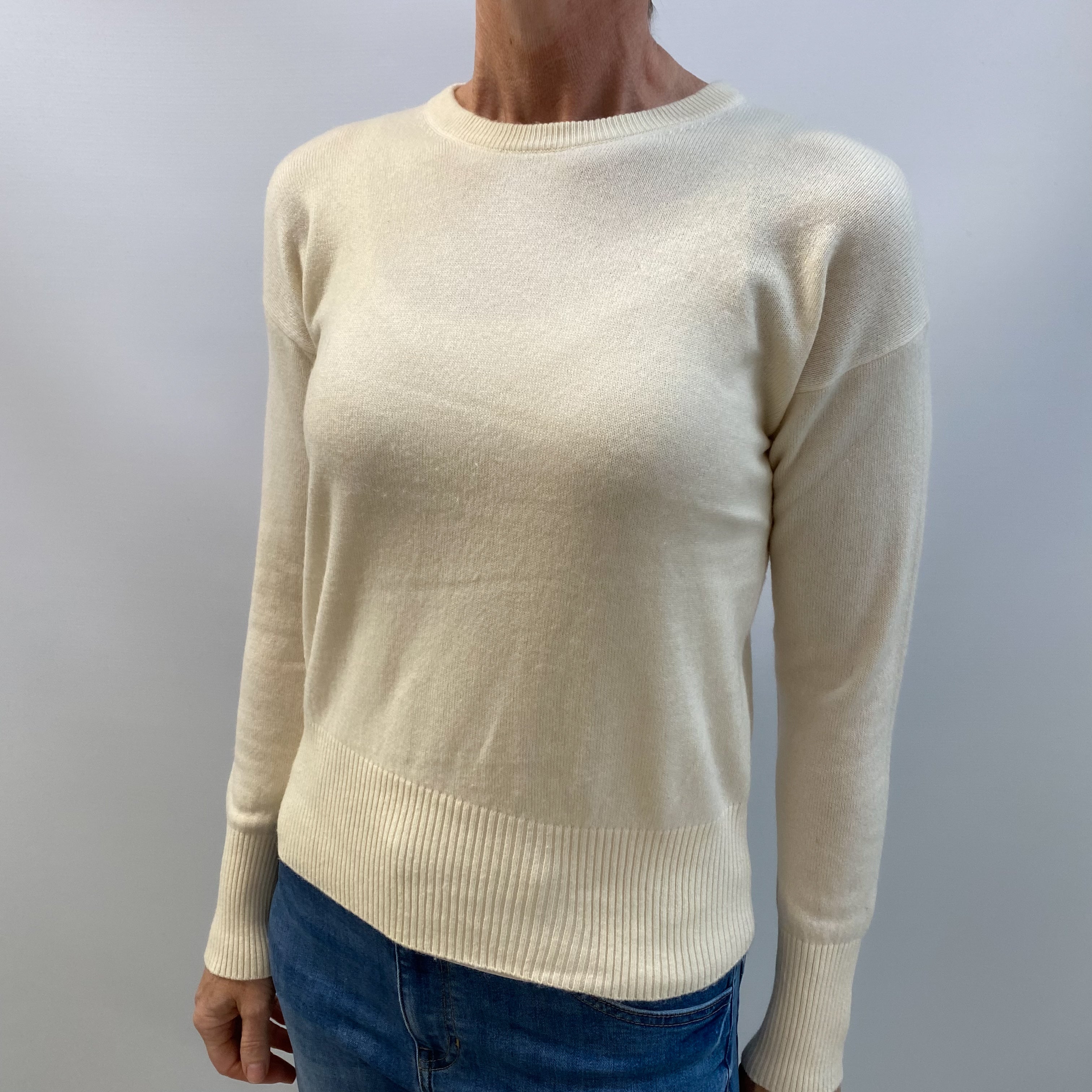 Vanilla Cream Cashmere Crew Neck Jumper Small