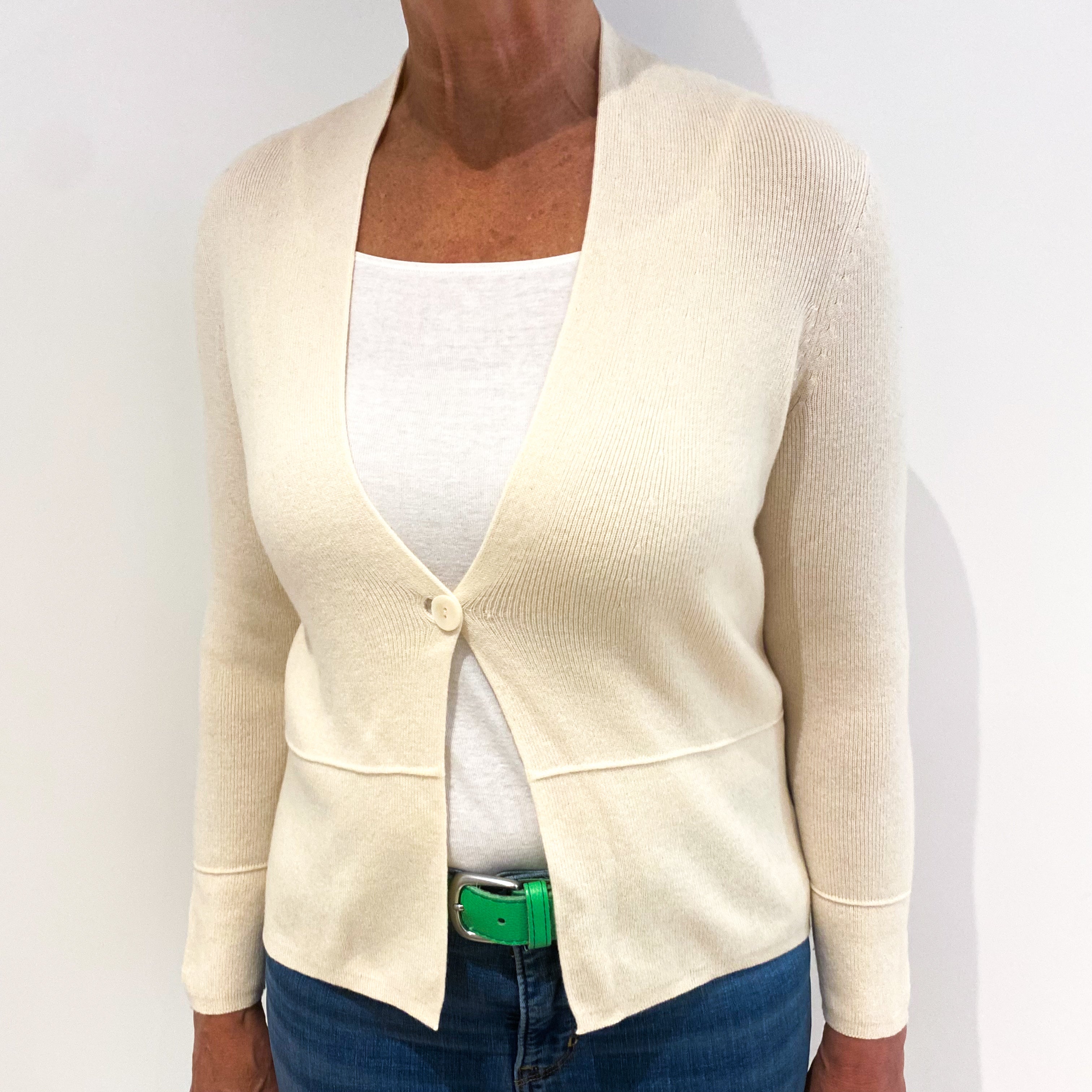 Cream Cashmere 1 Button Fastening Cardigan Medium