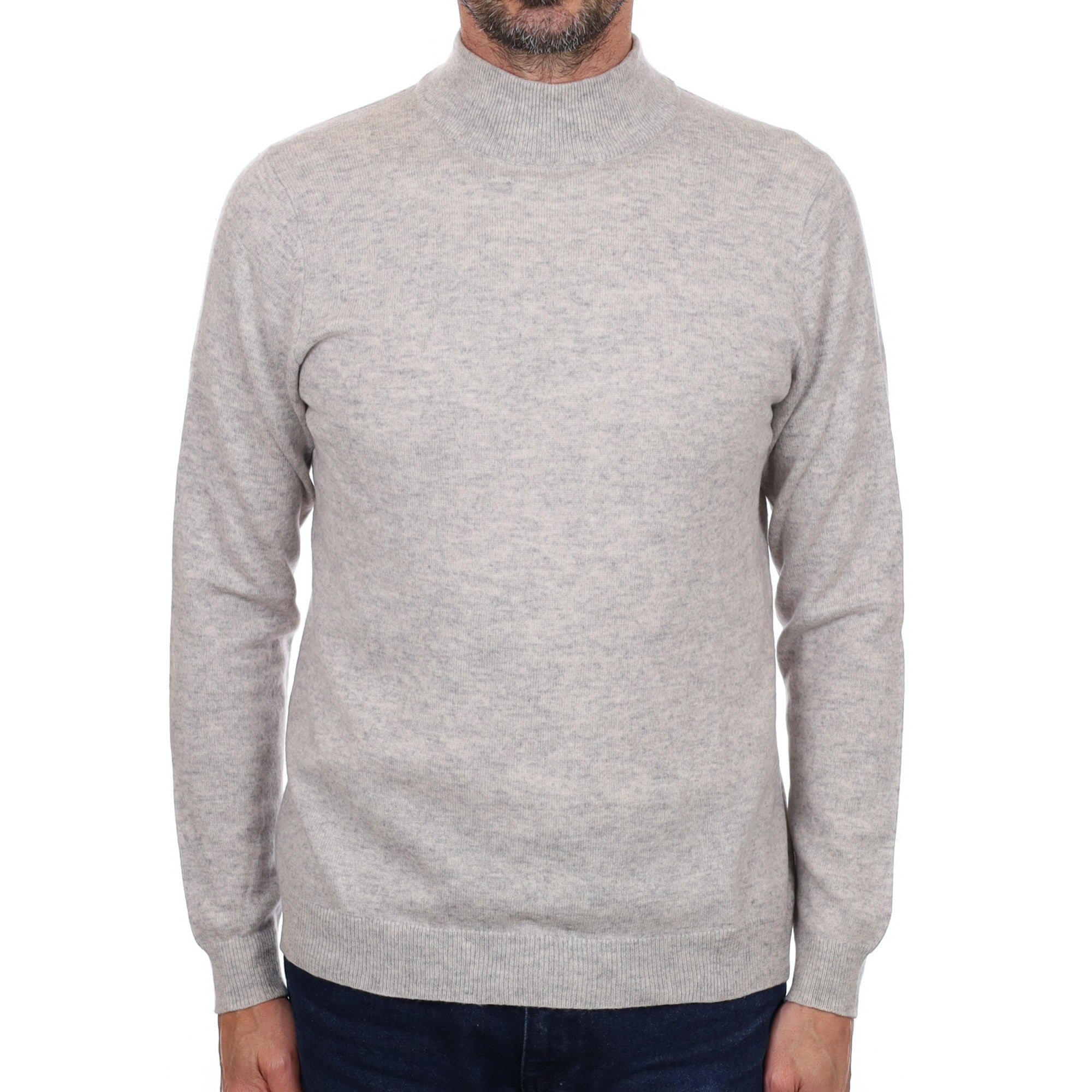 Men's Mist Grey Cashmere Turtle Neck Jumper Small