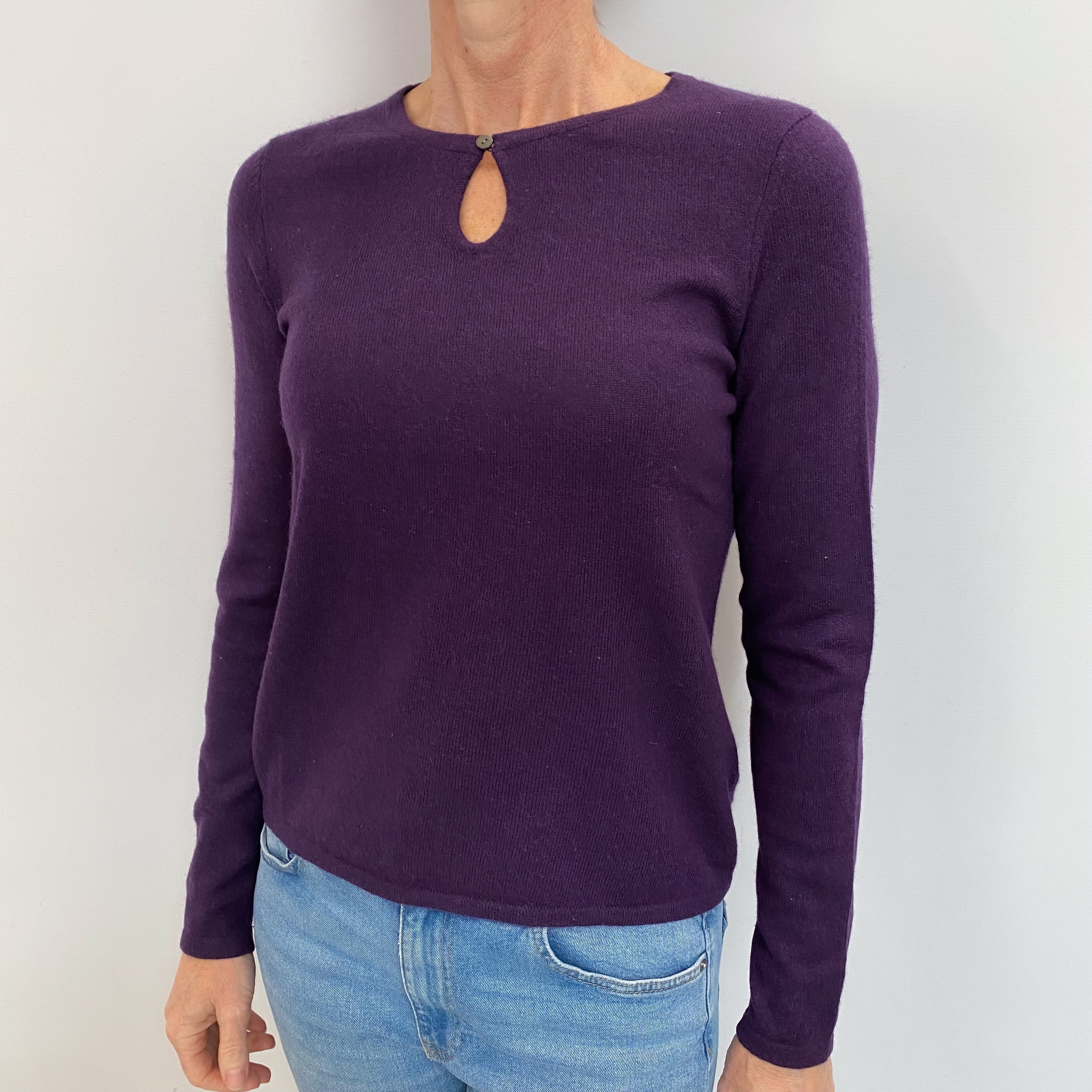 Iris Purple Cashmere Crew Neck Jumper Small